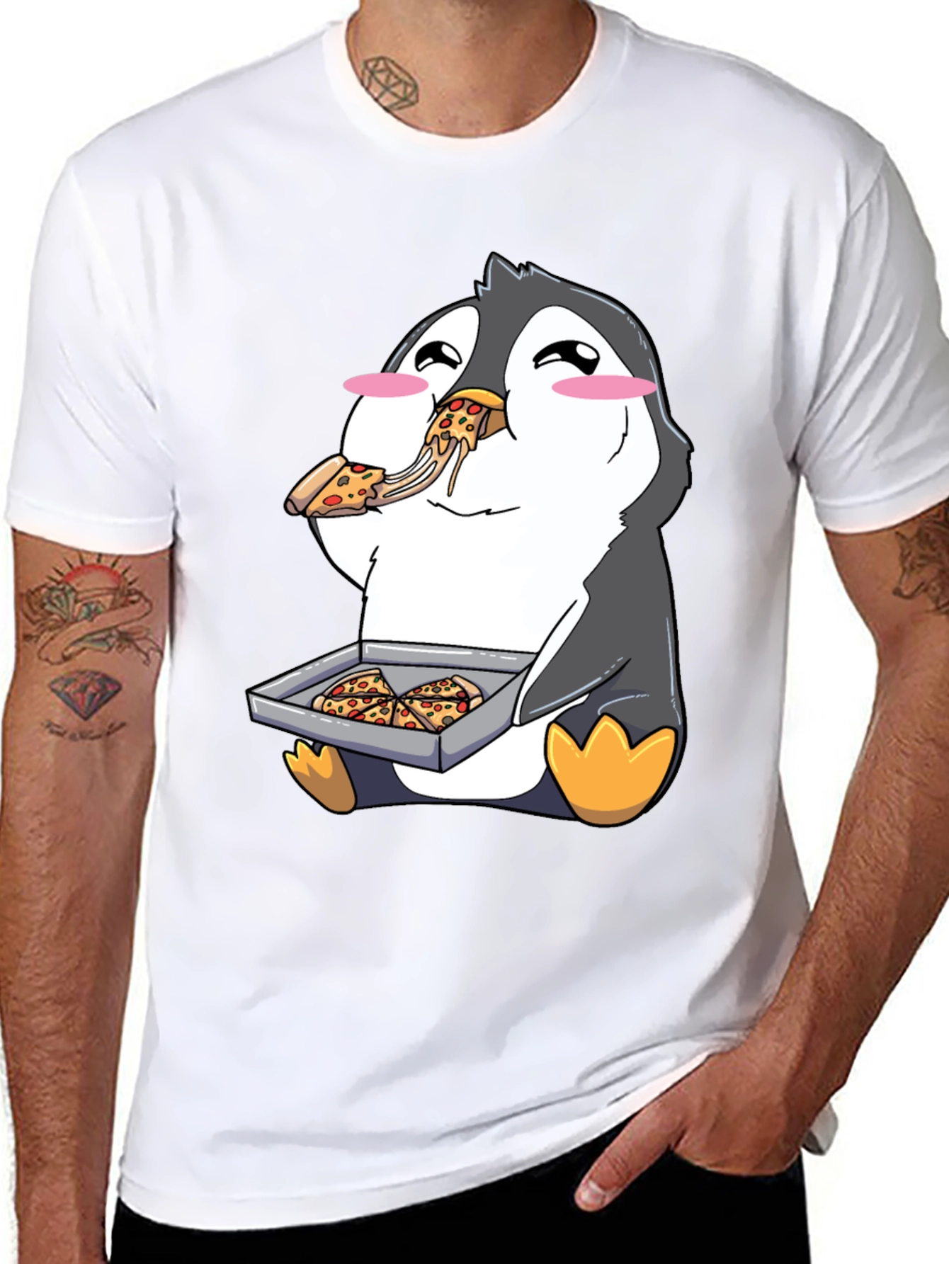 Pizza Penguin Graphic Tee - Cute & Fun Design