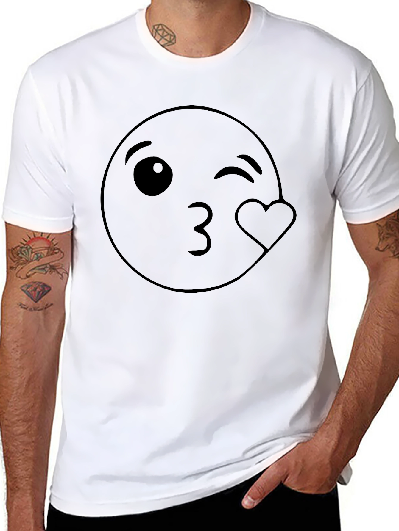 Winking Emoji Kiss Heart T-Shirt - Soft Cotton Blend