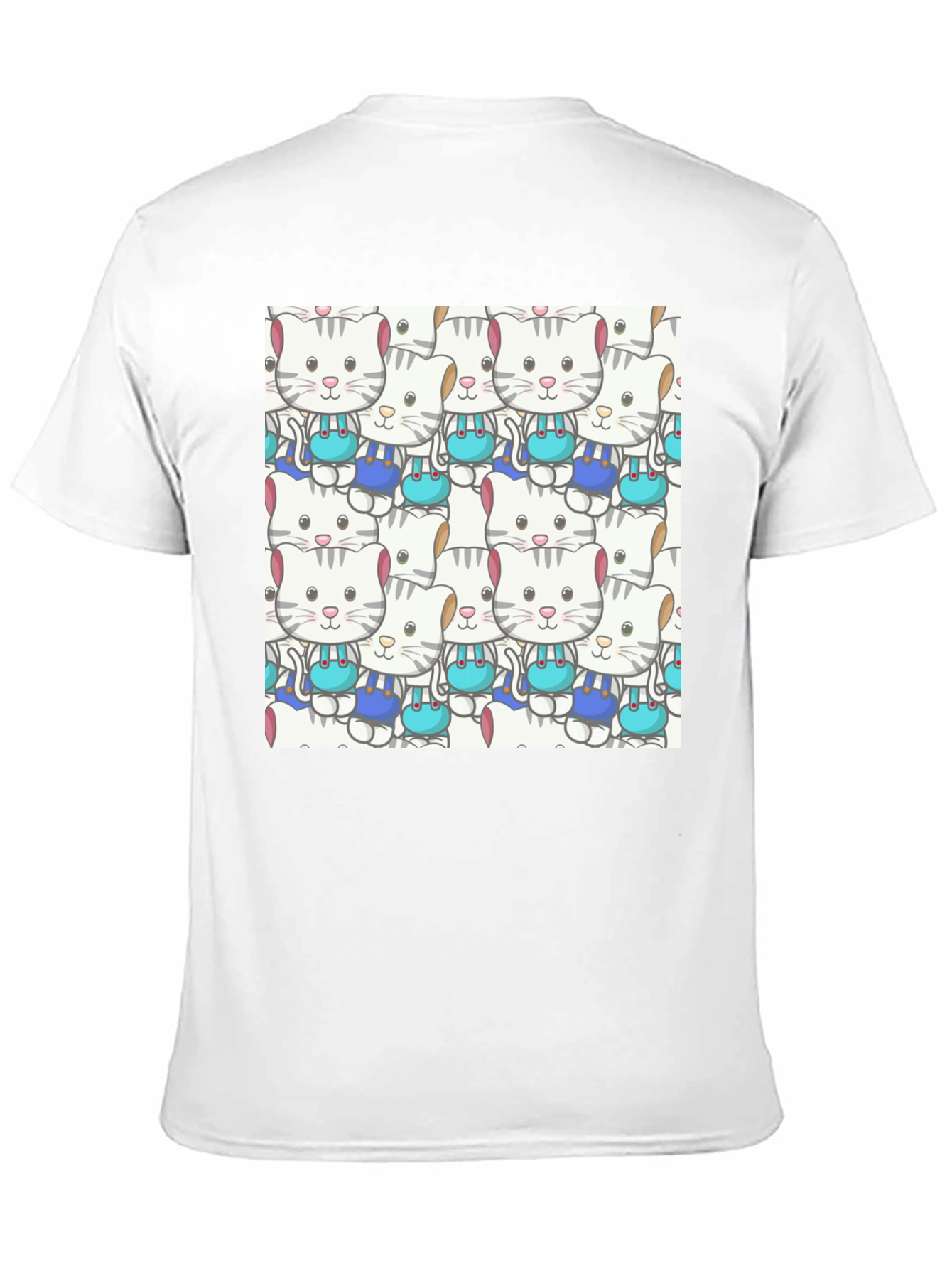 Cute Cats Pattern Black T-Shirt