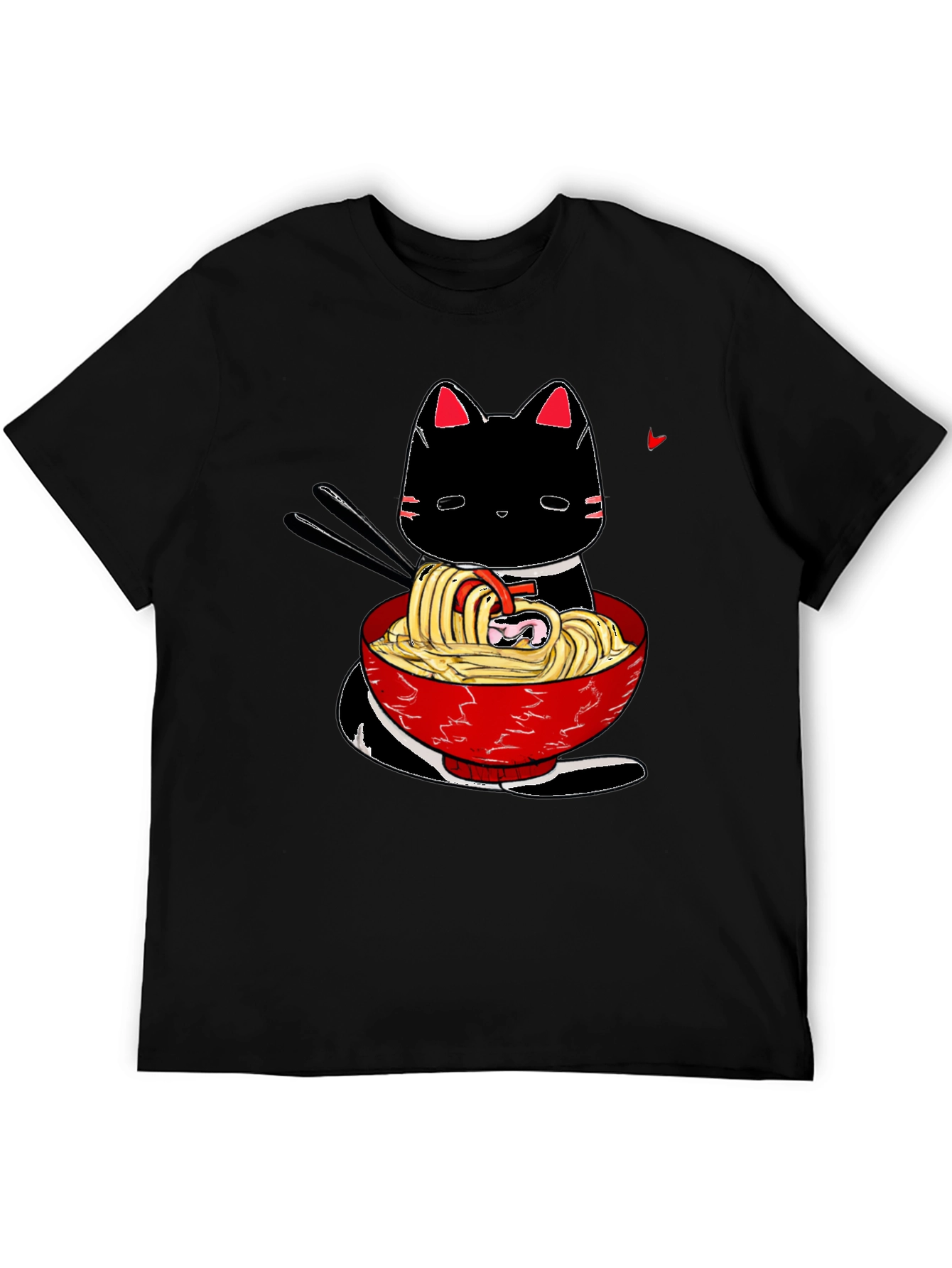 Ramen Cat Black T-Shirt - Anime Style