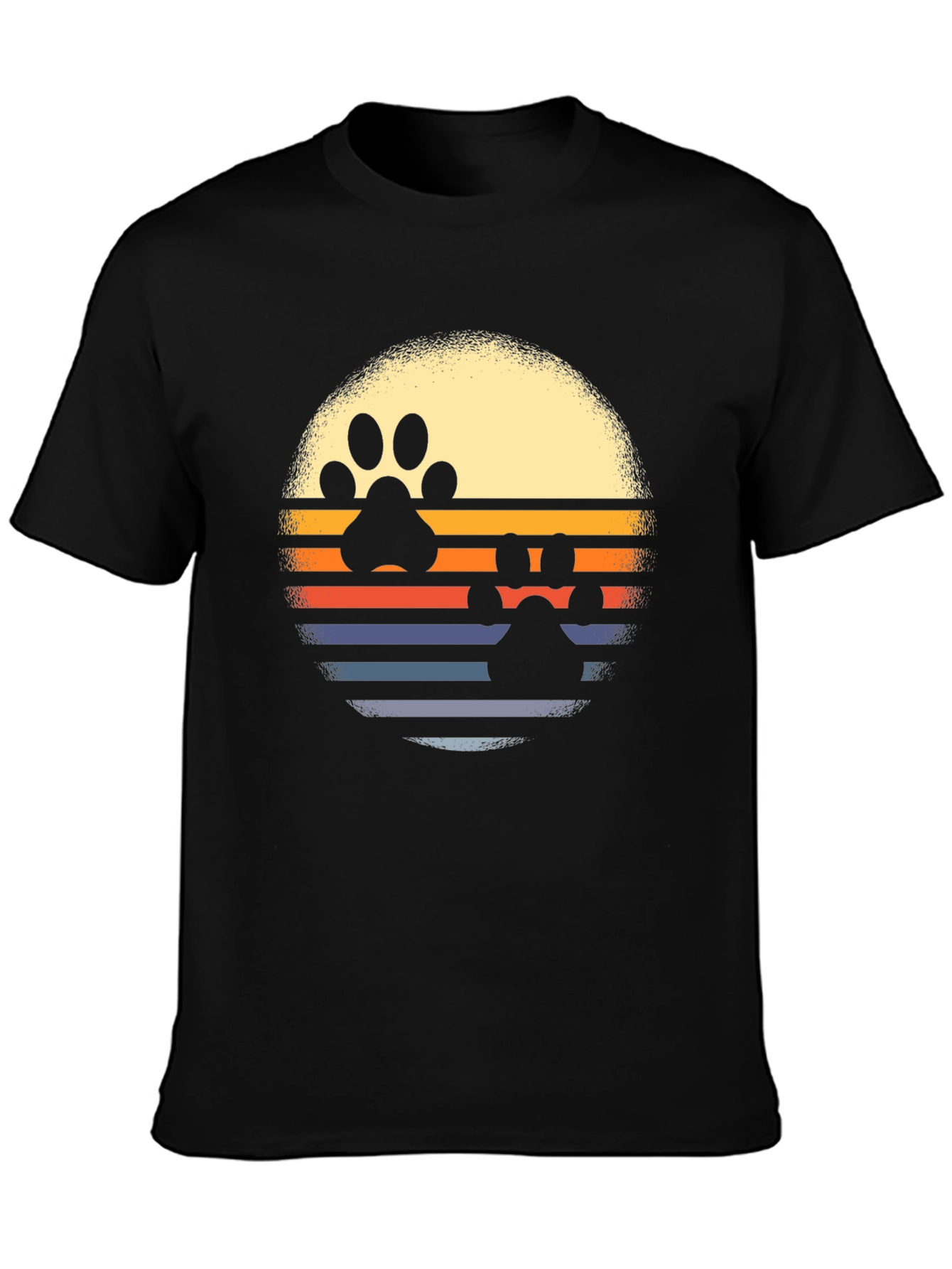 Retro Paw Print Sunset T-Shirt