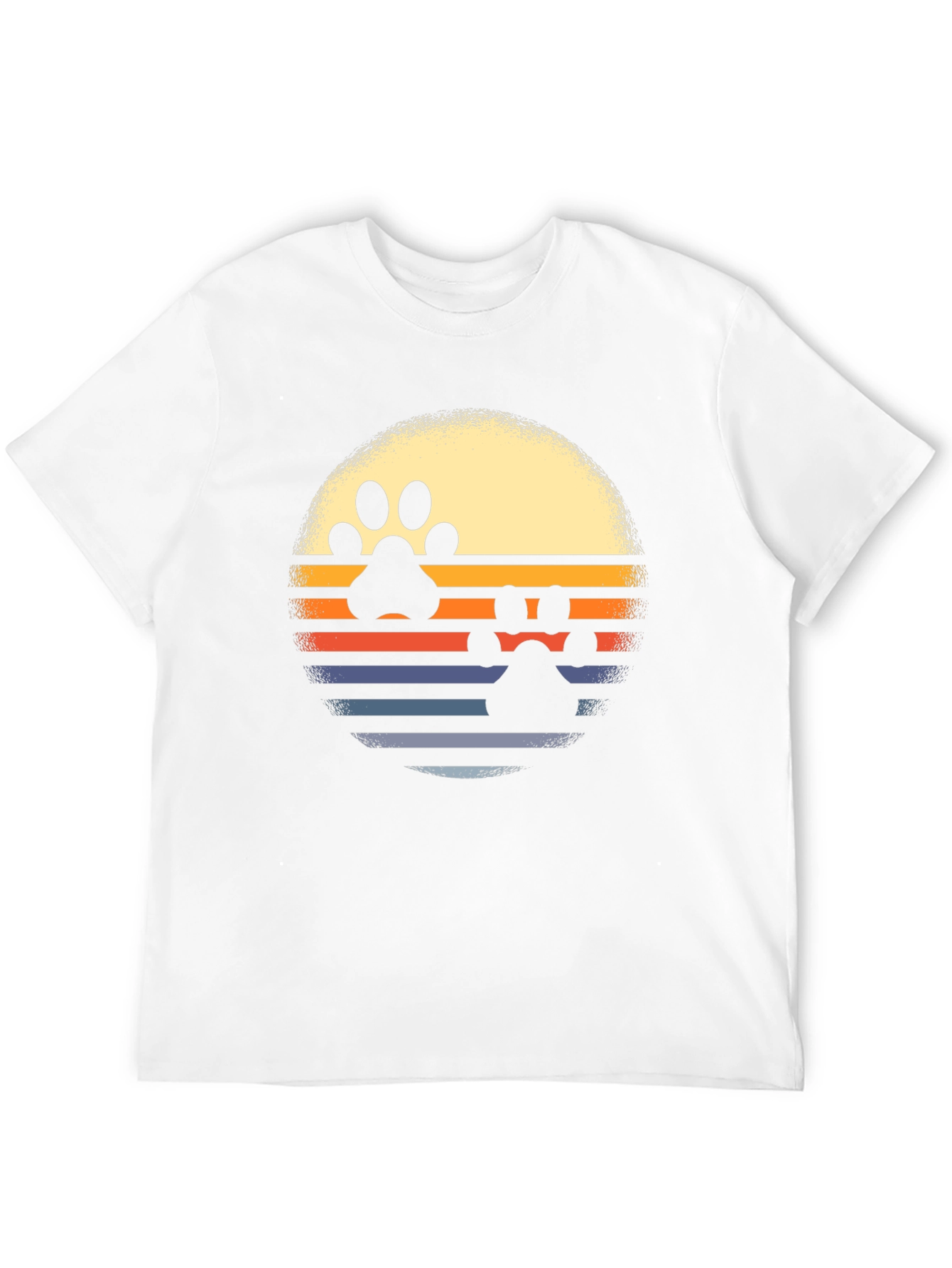 Retro Paw Print Sunset T-Shirt