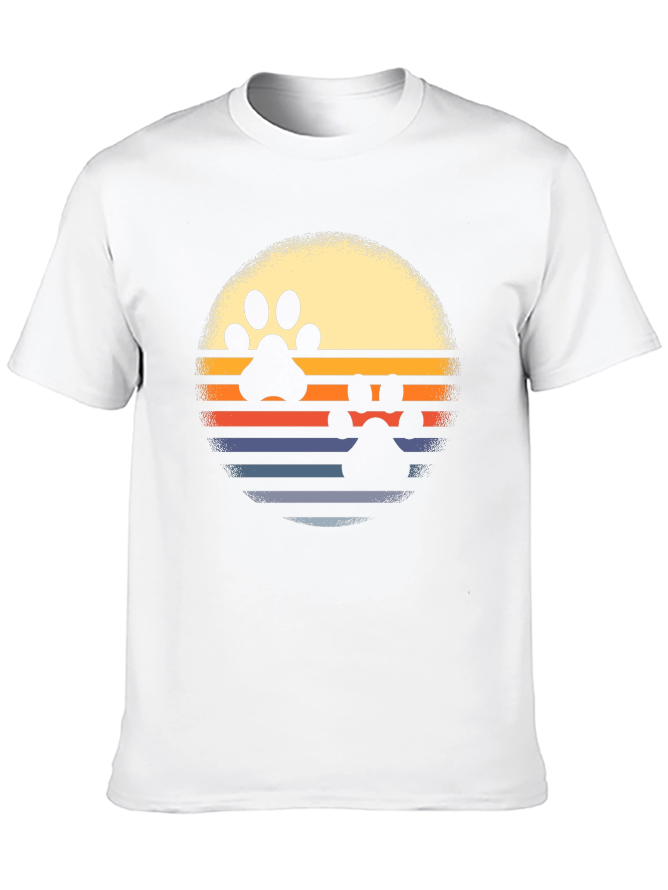 Retro Paw Print Sunset T-Shirt