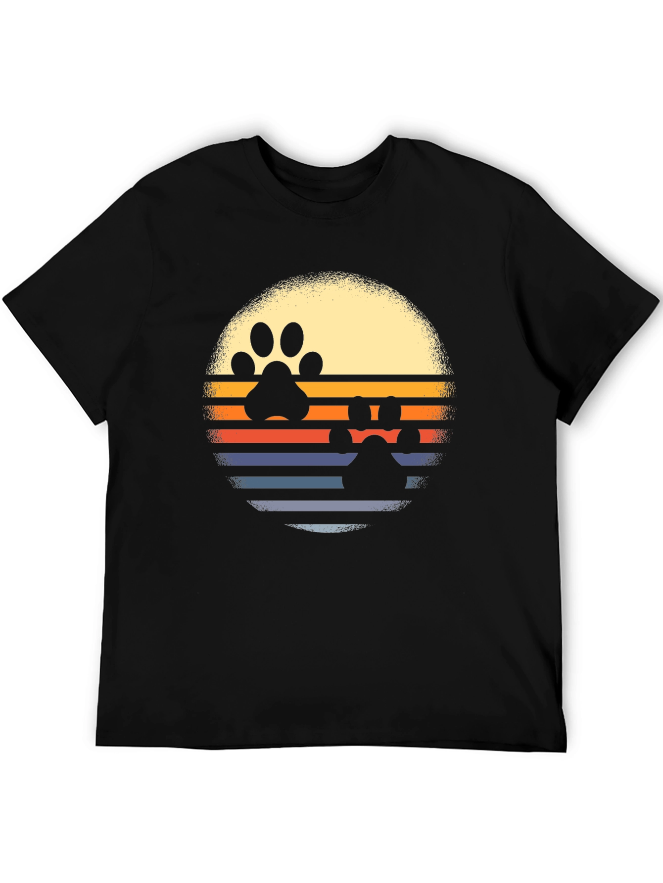 Retro Paw Print Sunset T-Shirt