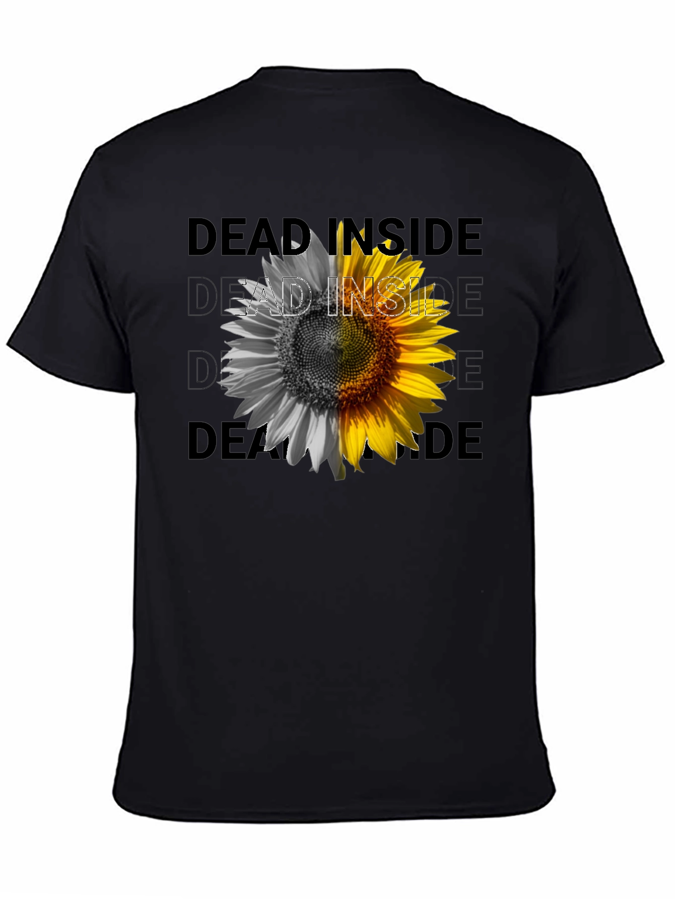 Dead Inside Sunflower Graphic Tee - Black