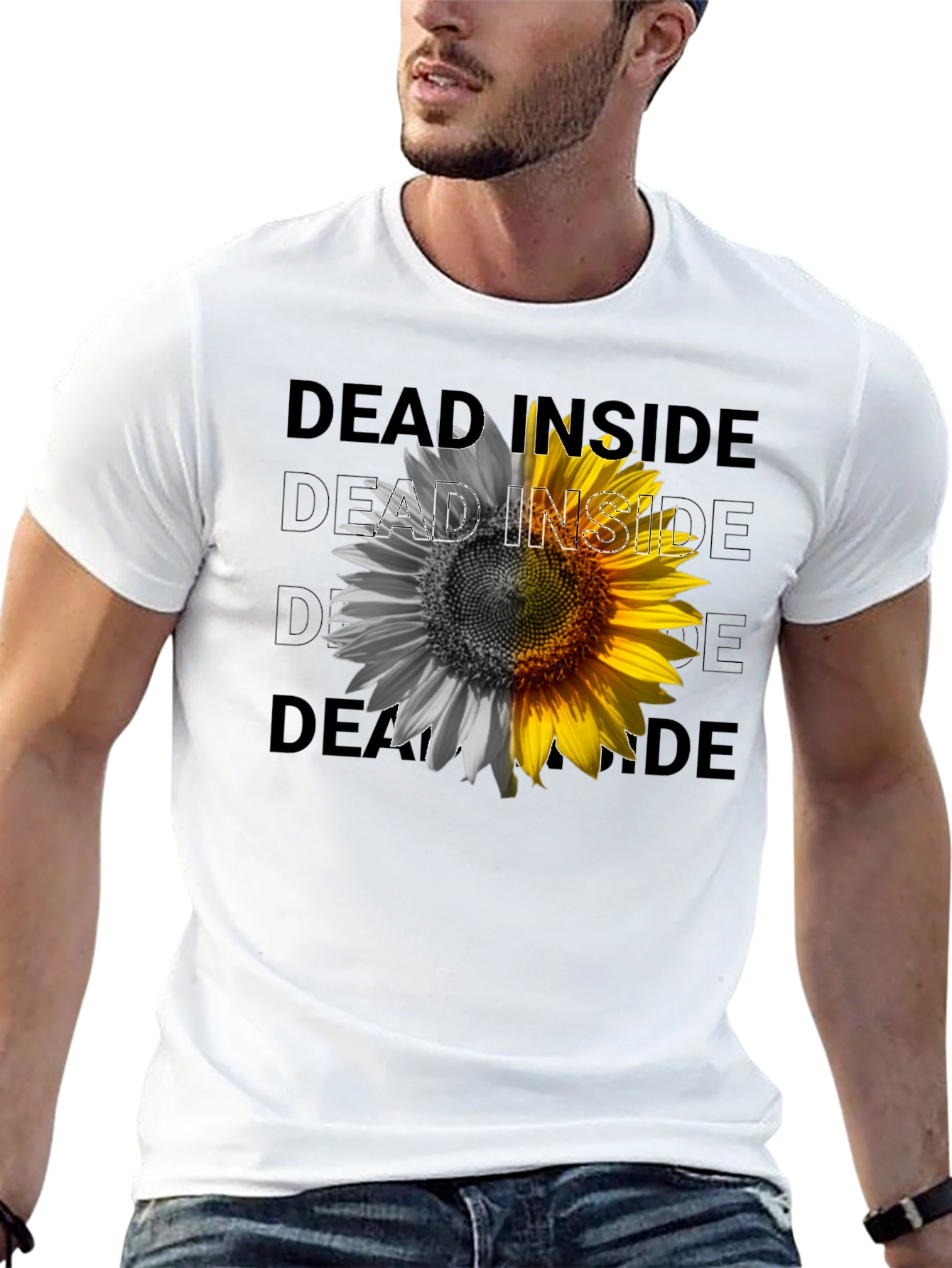 Dead Inside Sunflower Graphic Tee - Black