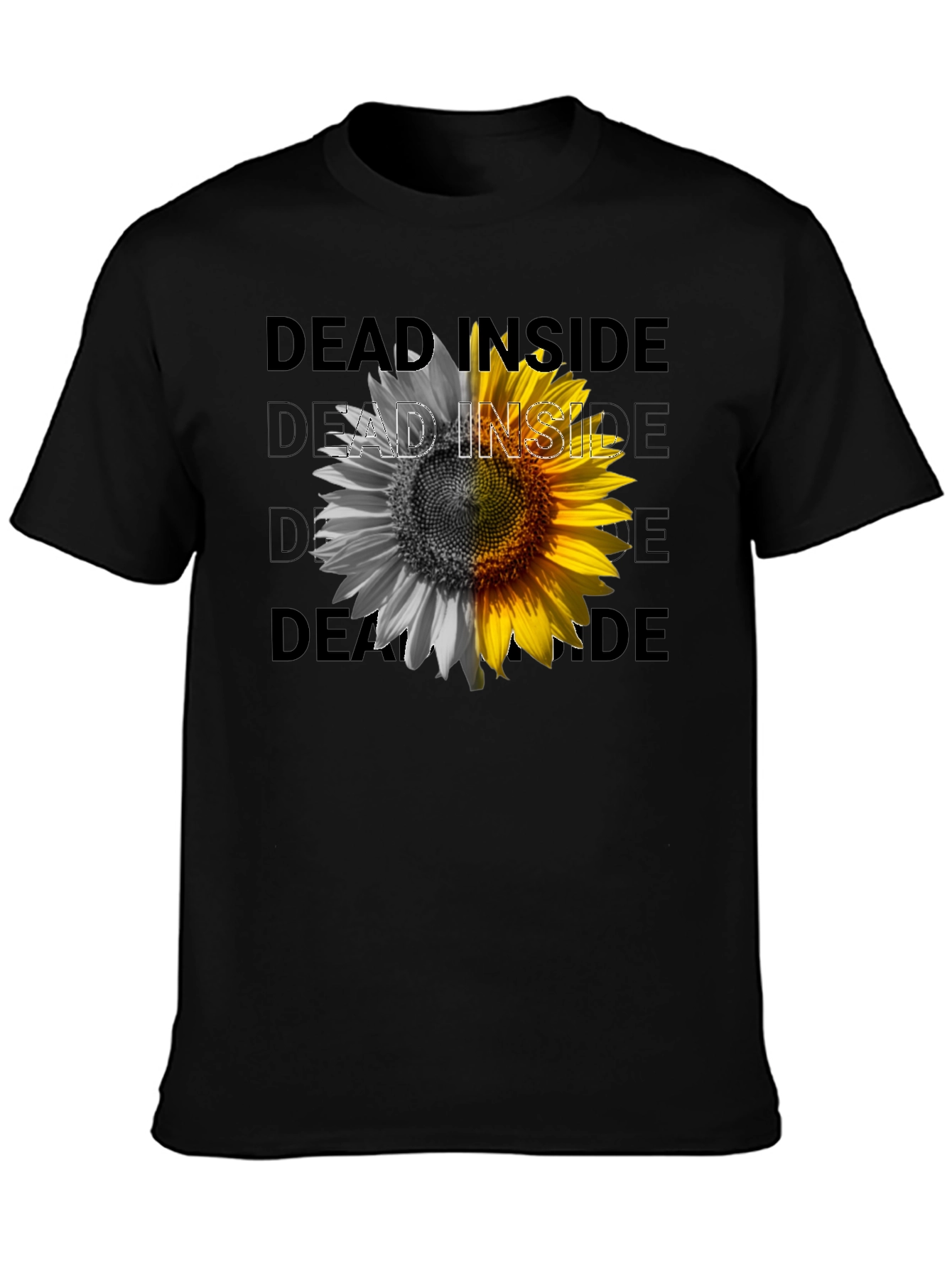 Dead Inside Sunflower Graphic Tee - Black