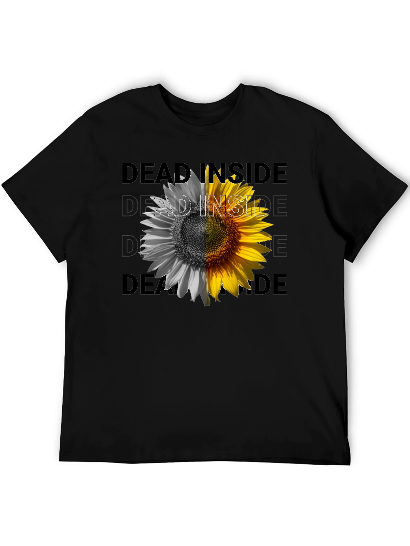 Dead Inside Sunflower Graphic Tee - Black