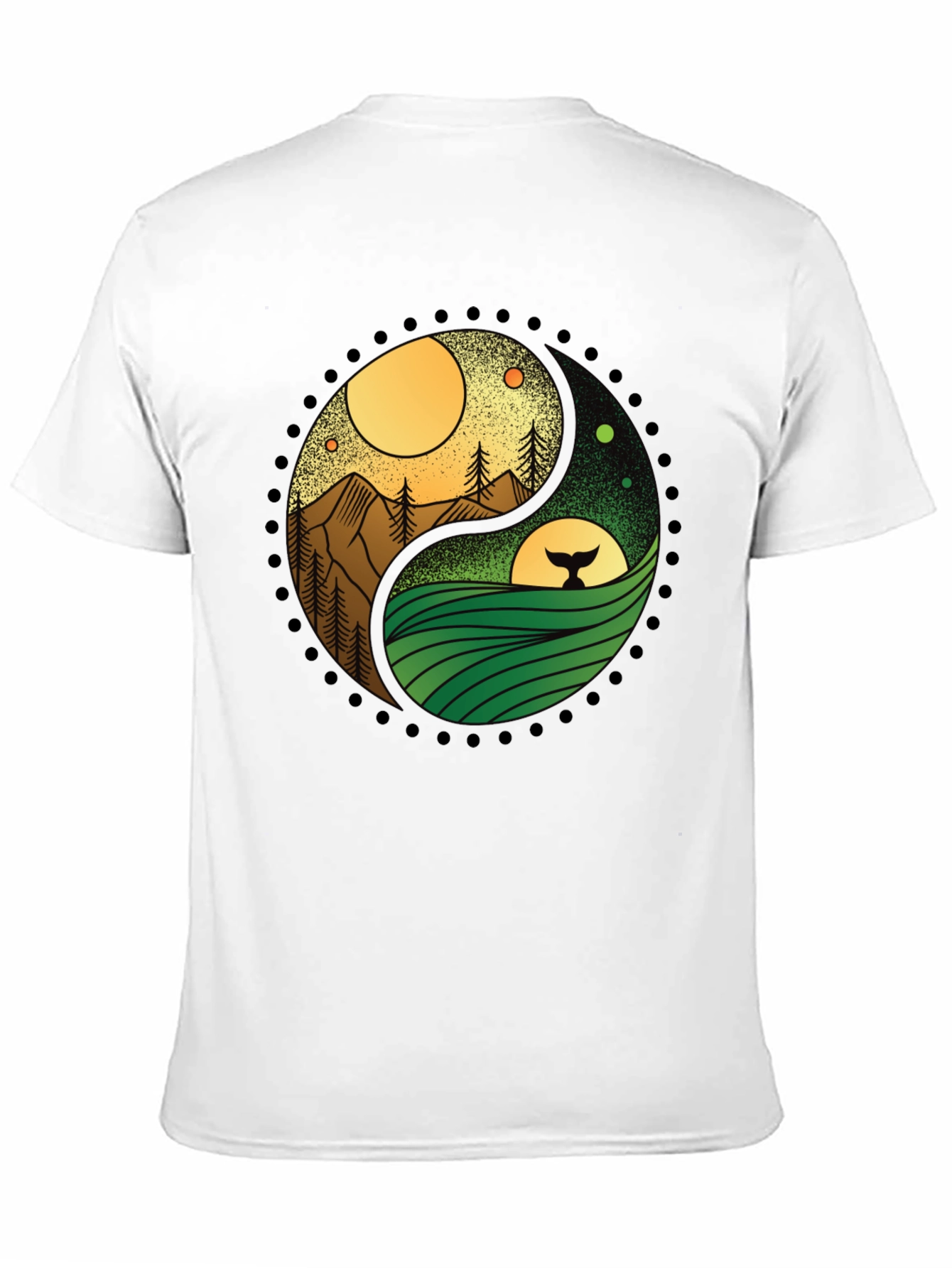 Yin Yang Nature T-Shirt - Mountain & Ocean Design