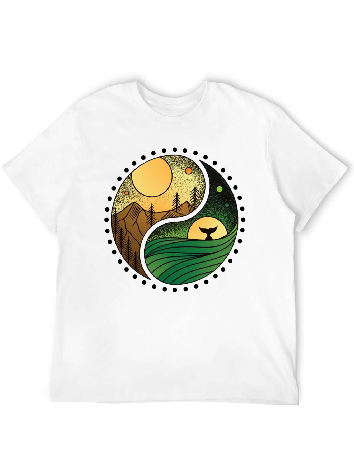 Yin Yang Nature T-Shirt - Mountain & Ocean Design