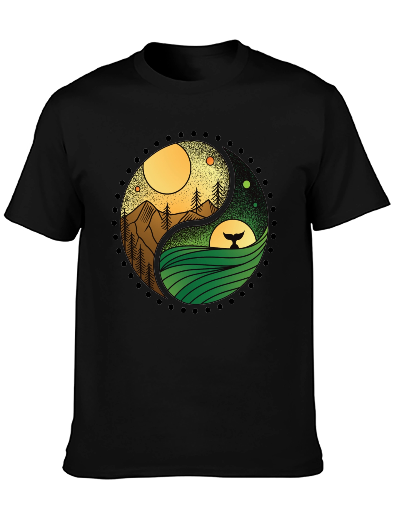 Yin Yang Nature T-Shirt - Mountain & Ocean Design