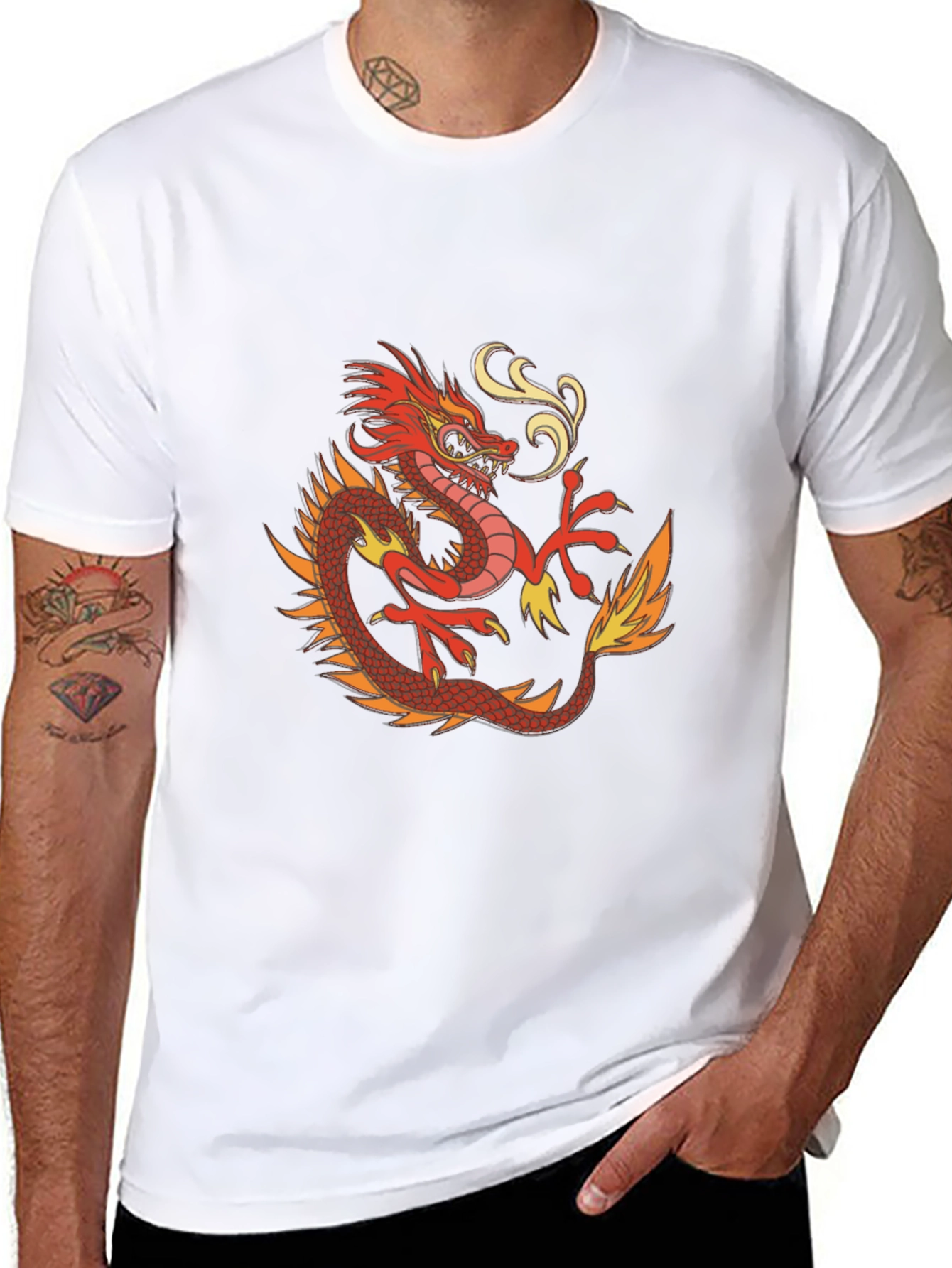 Dragon Graphic Print Mens Black T-Shirt