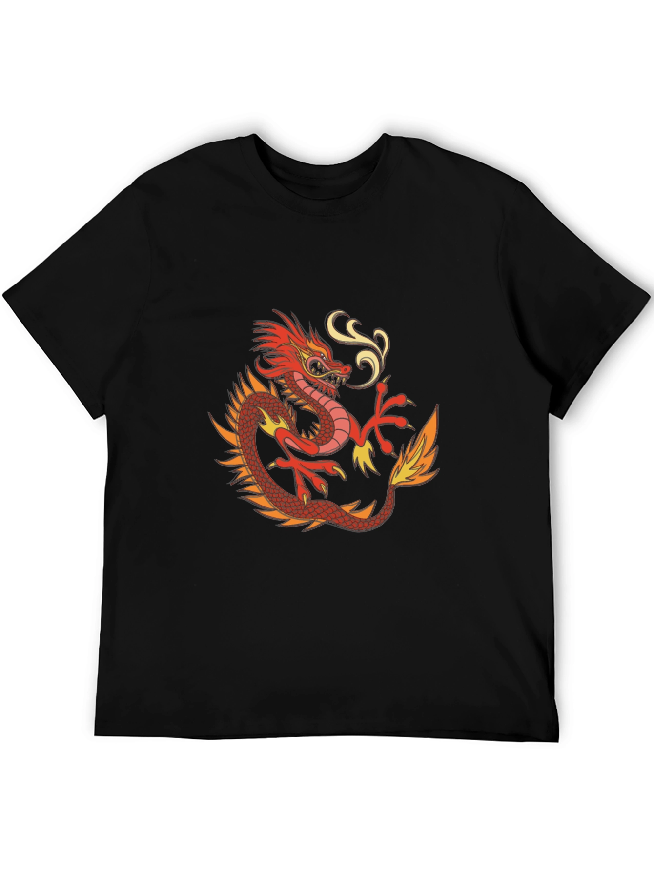 Dragon Graphic Print Mens Black T-Shirt