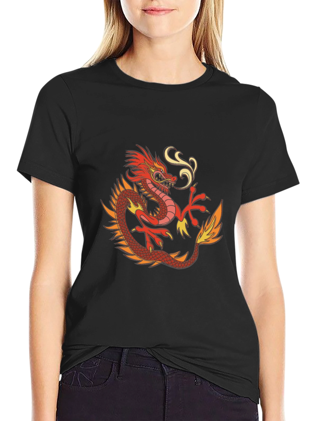 Dragon Graphic Print Mens Black T-Shirt