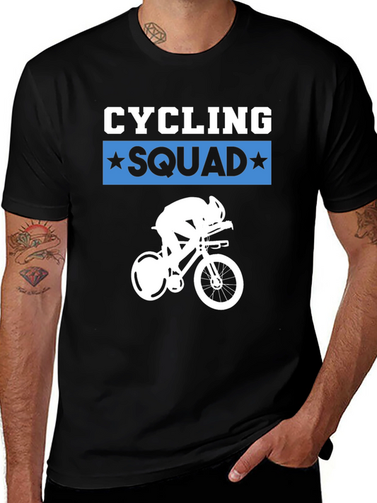 Cycling Squad Graphic Tee - Black Cotton T-Shirt