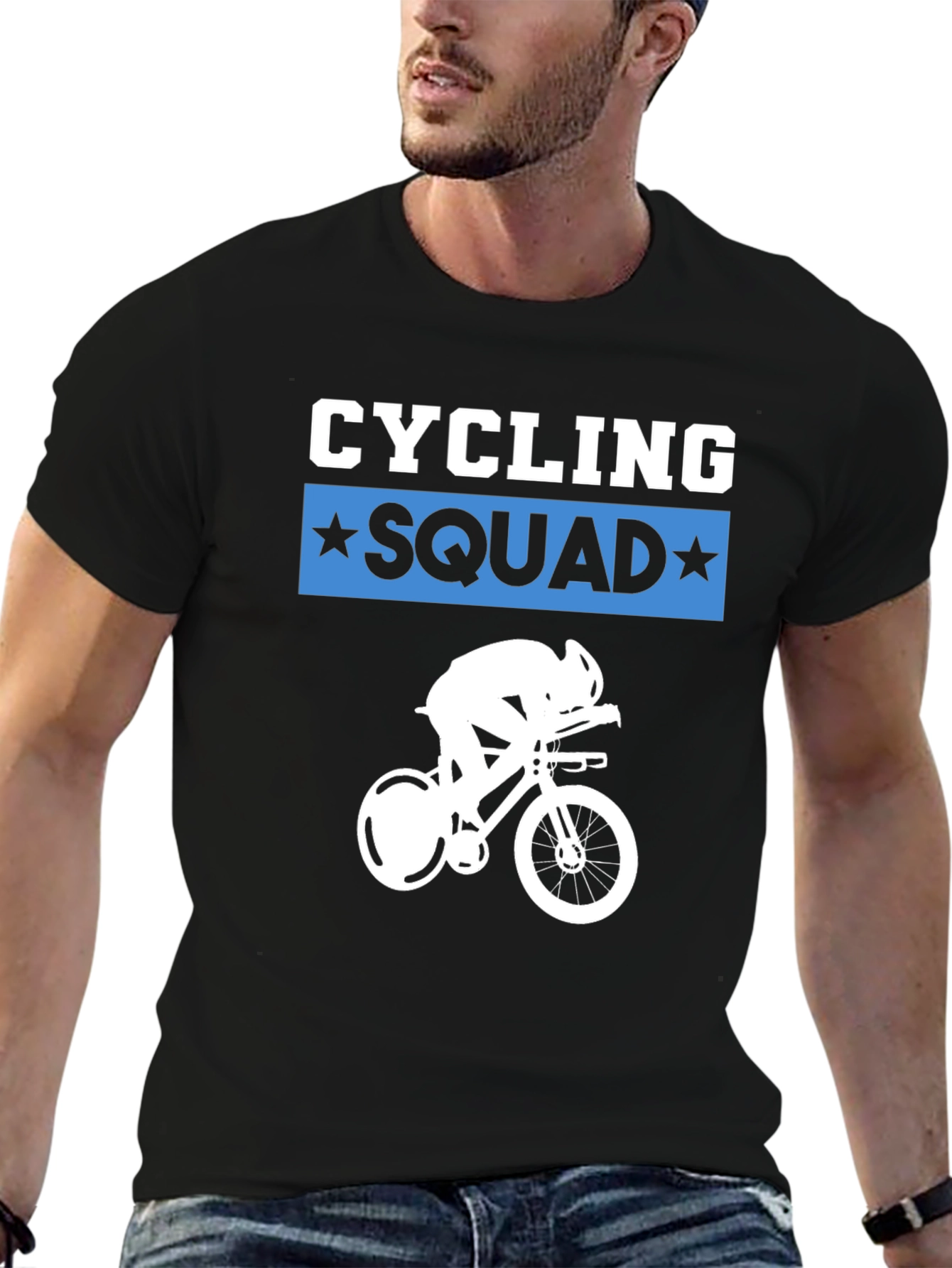 Cycling Squad Graphic Tee - Black Cotton T-Shirt