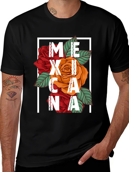 Mexicana Graphic T-Shirt - Floral Design Black
