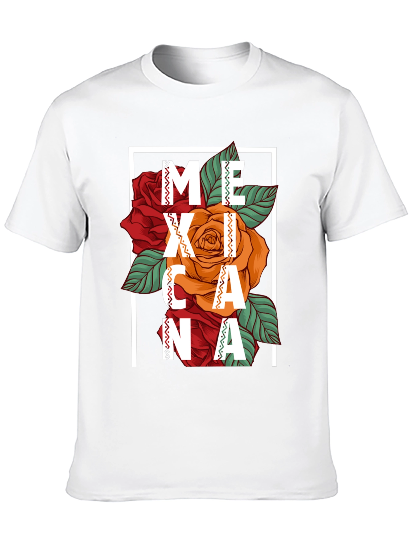 Mexicana Graphic T-Shirt - Floral Design Black