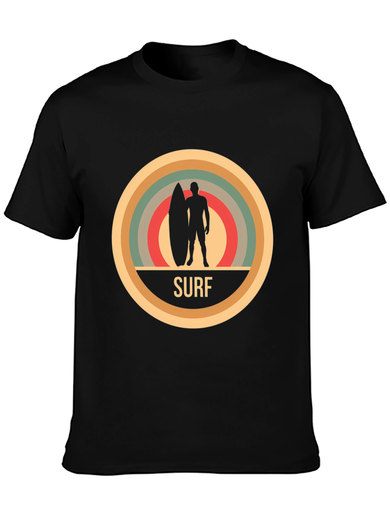 Retro Surf T-Shirt - Black Cotton Tee