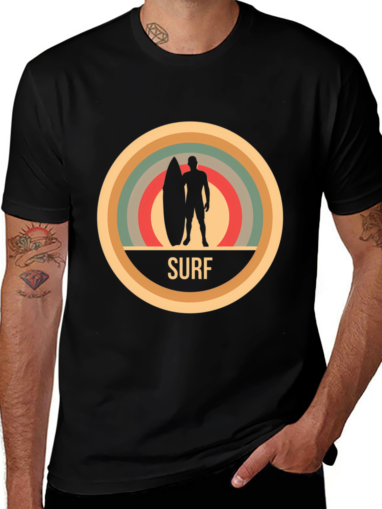 Retro Surf T-Shirt - Black Cotton Tee