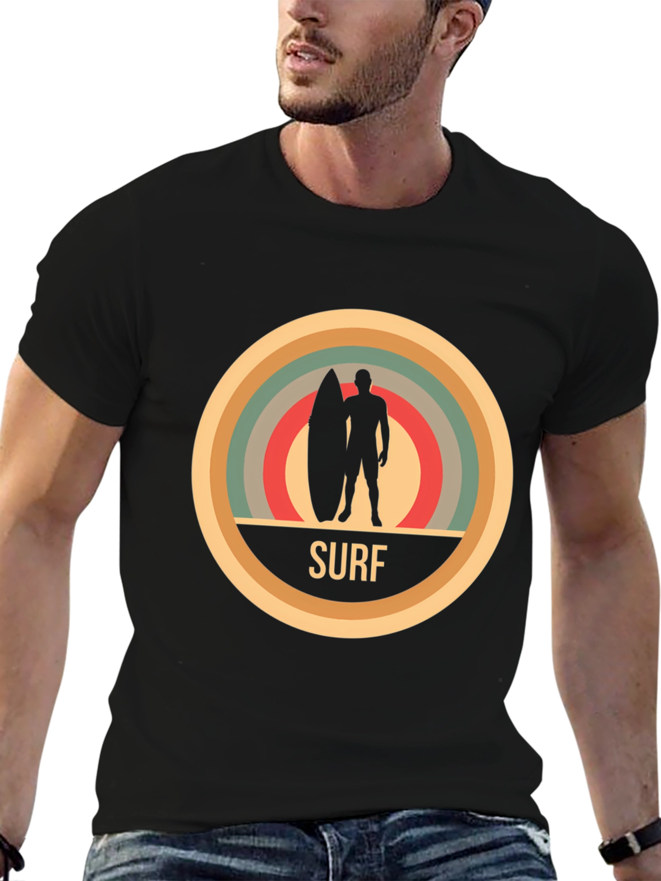 Retro Surf T-Shirt - Black Cotton Tee