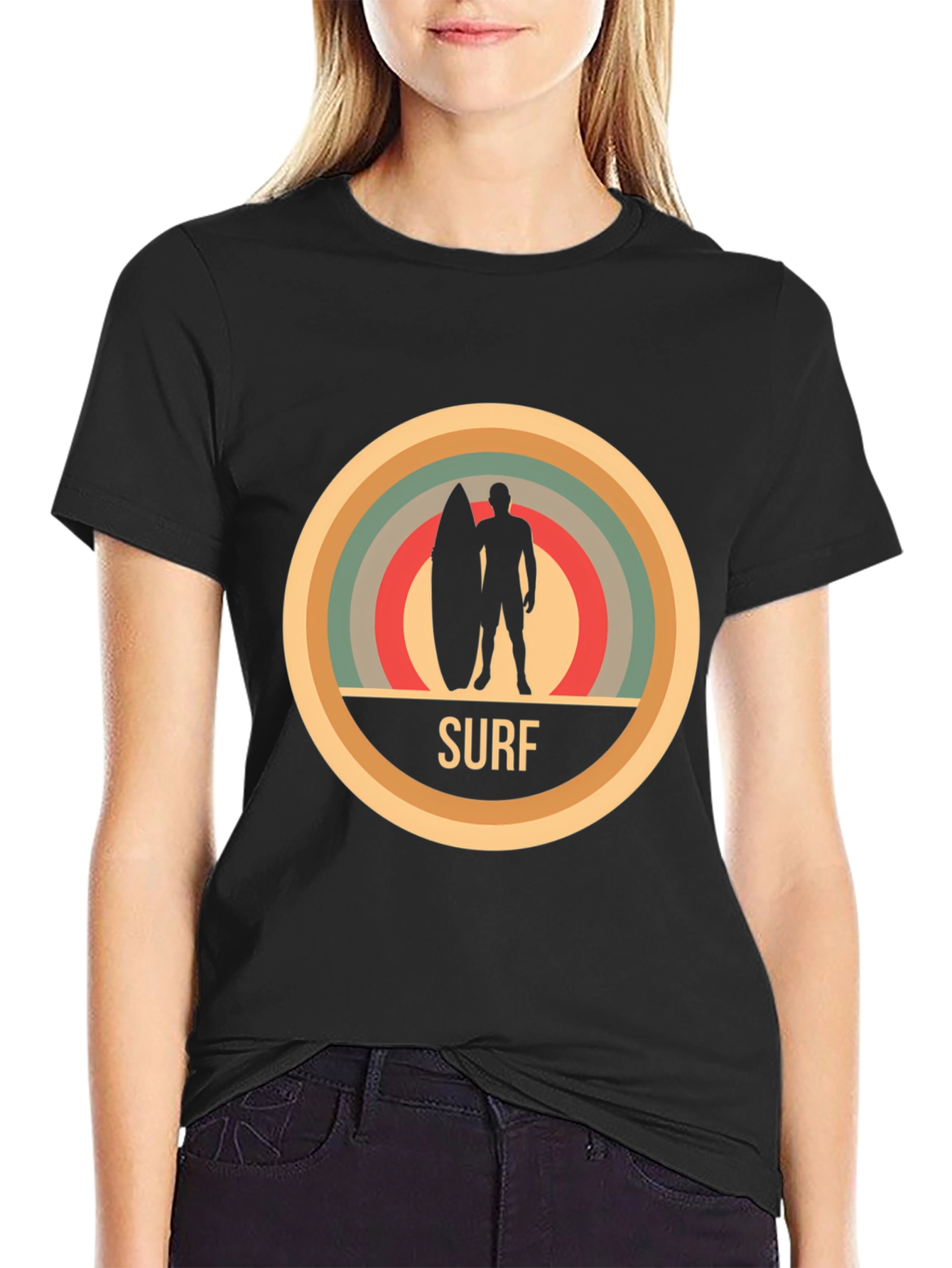 Retro Surf T-Shirt - Black Cotton Tee