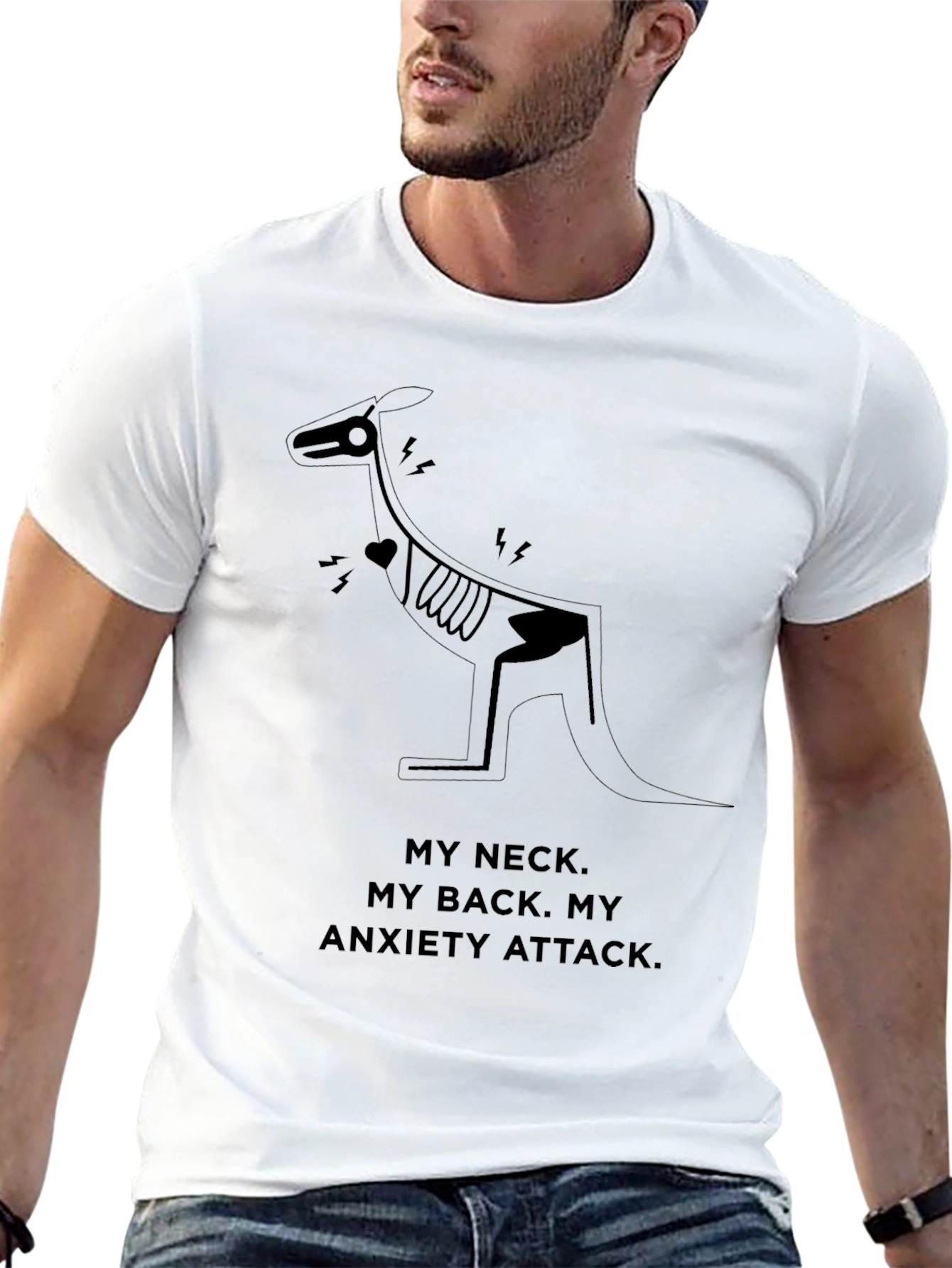 Anxiety Attack Kangaroo Black T-Shirt