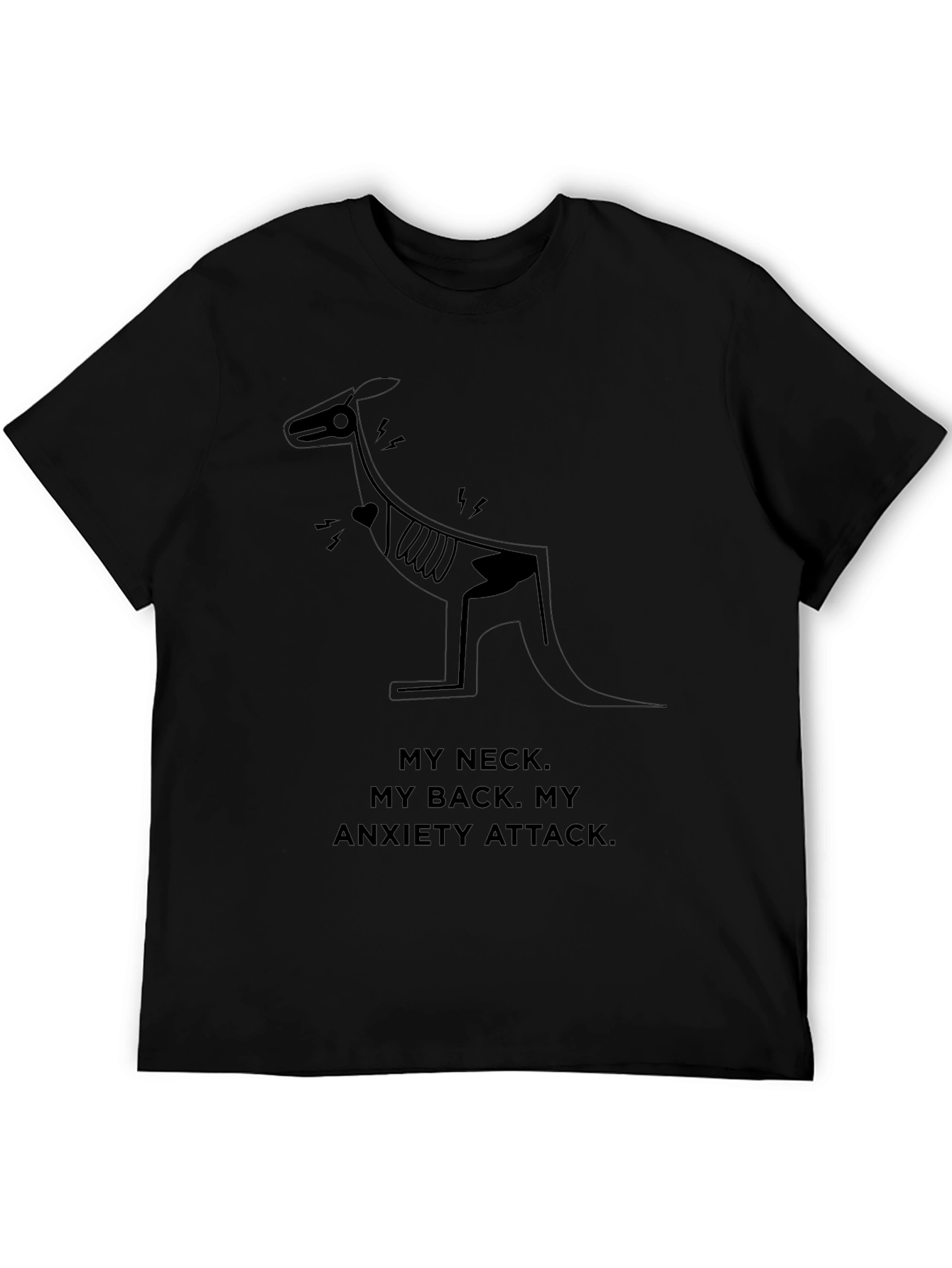 Anxiety Attack Kangaroo Black T-Shirt