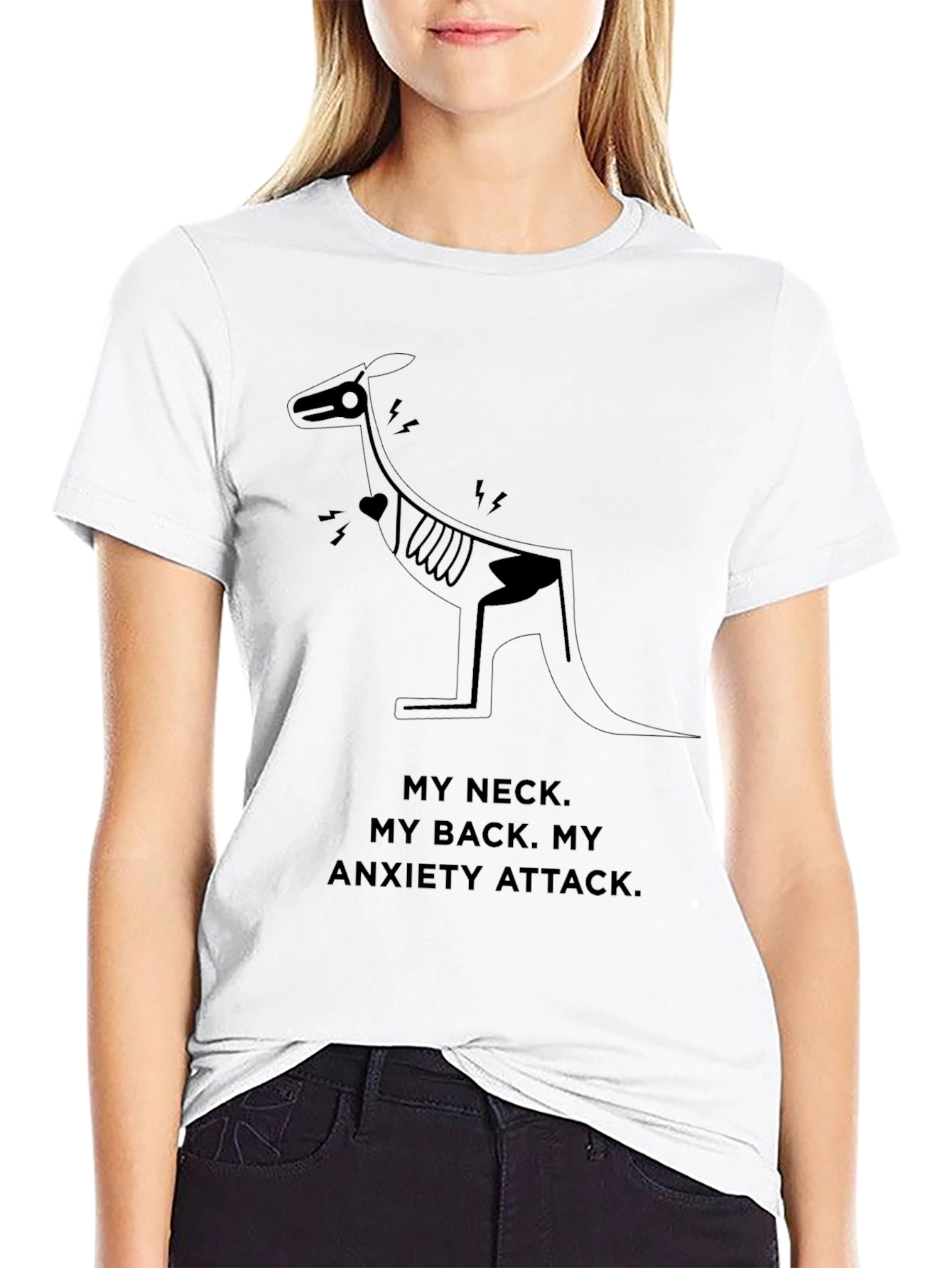 Anxiety Attack Kangaroo Black T-Shirt