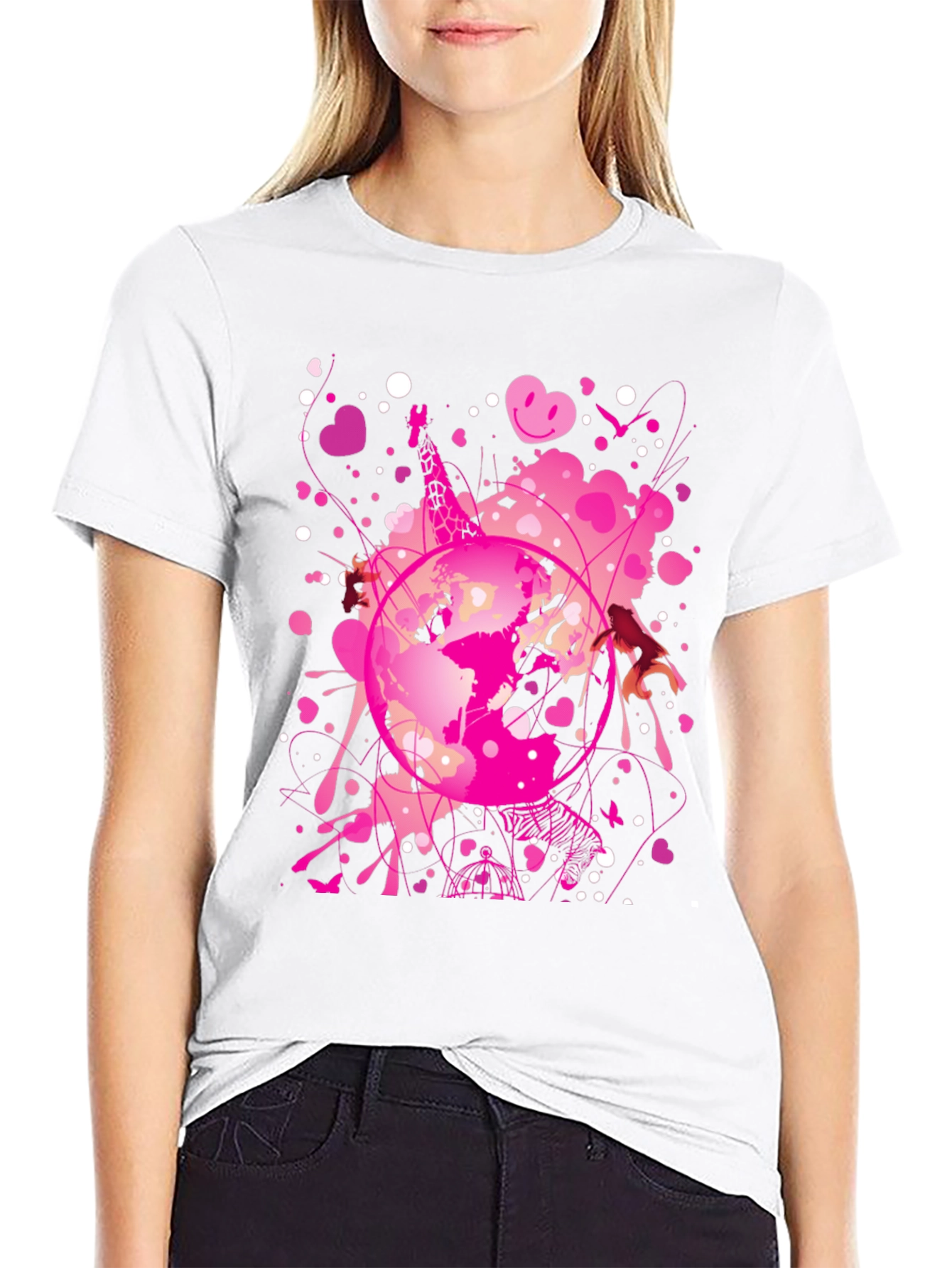 Globe Pink Splash Mens Black T-Shirt