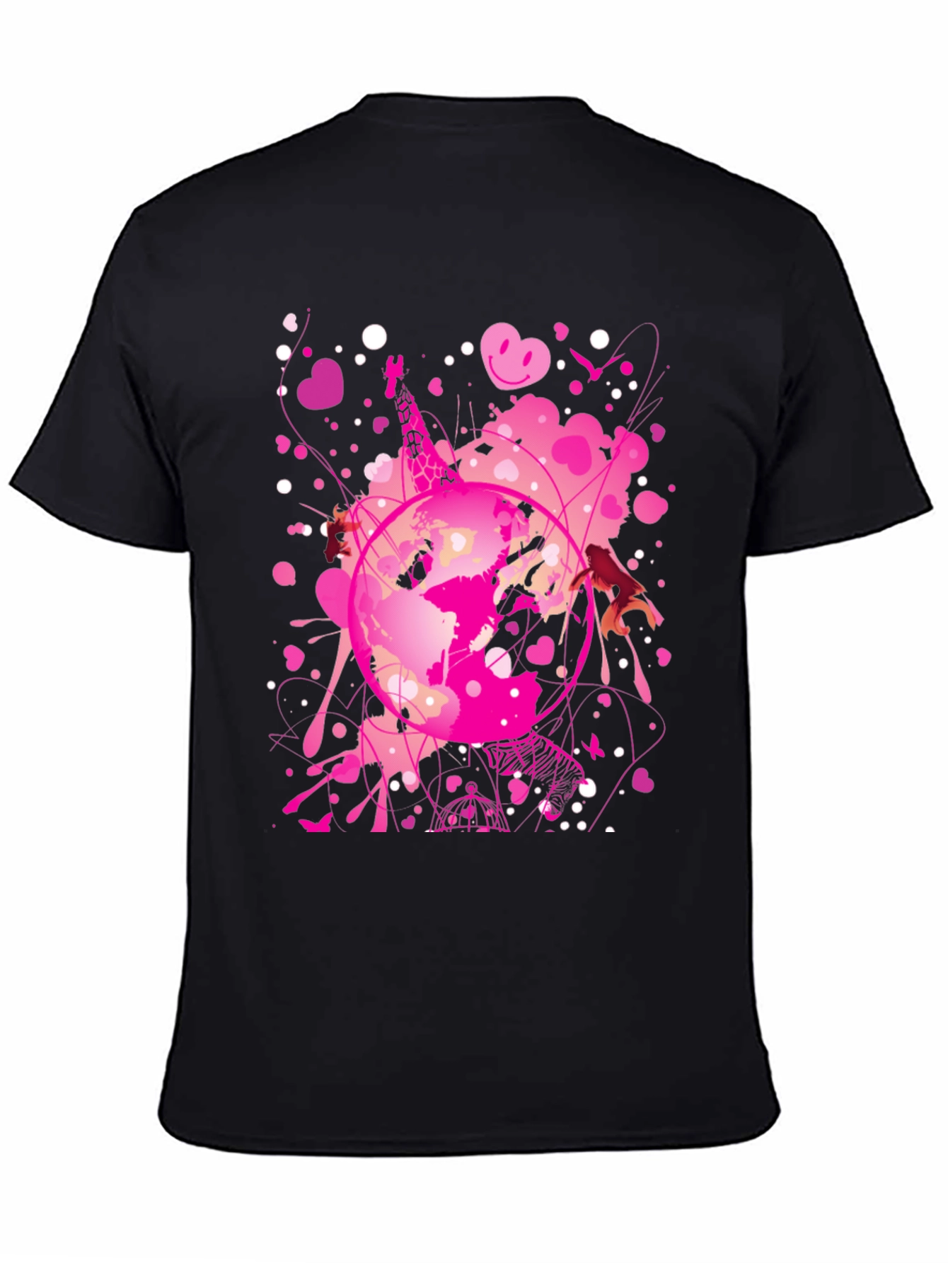 Globe Pink Splash Mens Black T-Shirt