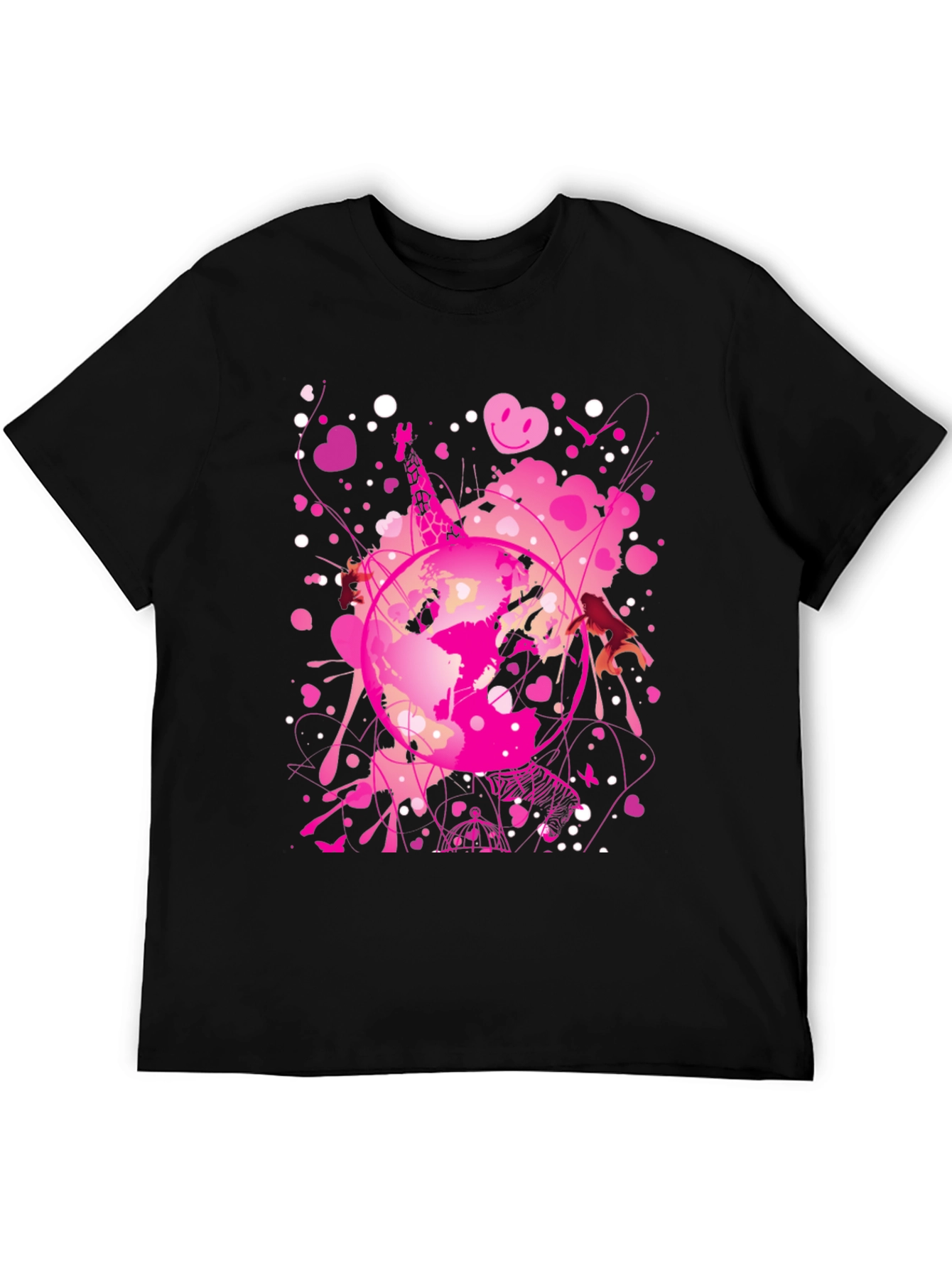 Globe Pink Splash Mens Black T-Shirt
