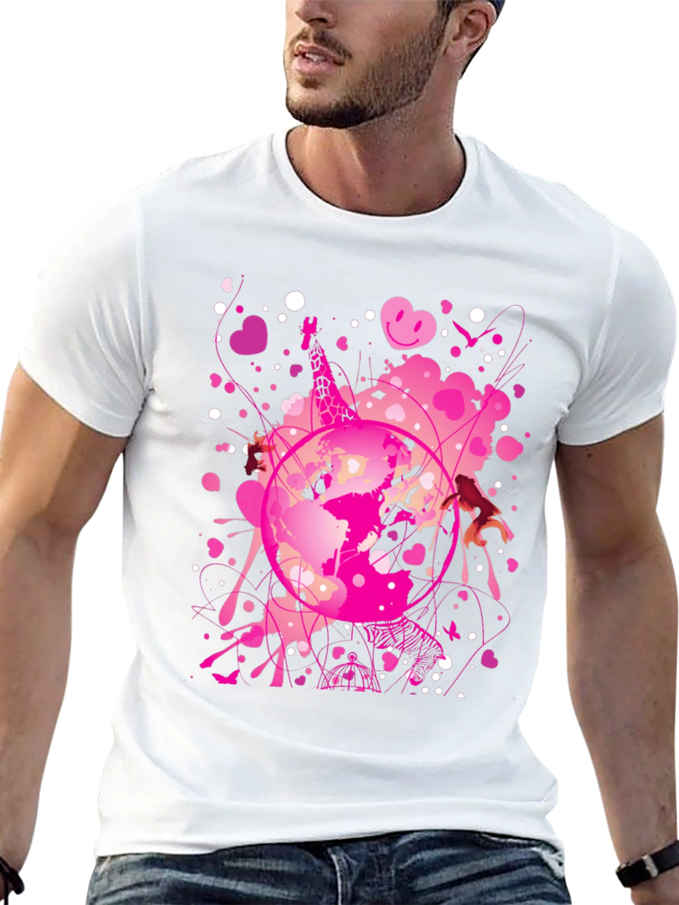 Globe Pink Splash Mens Black T-Shirt