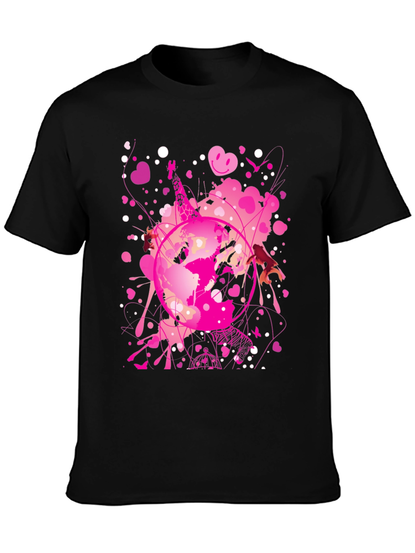 Globe Pink Splash Mens Black T-Shirt