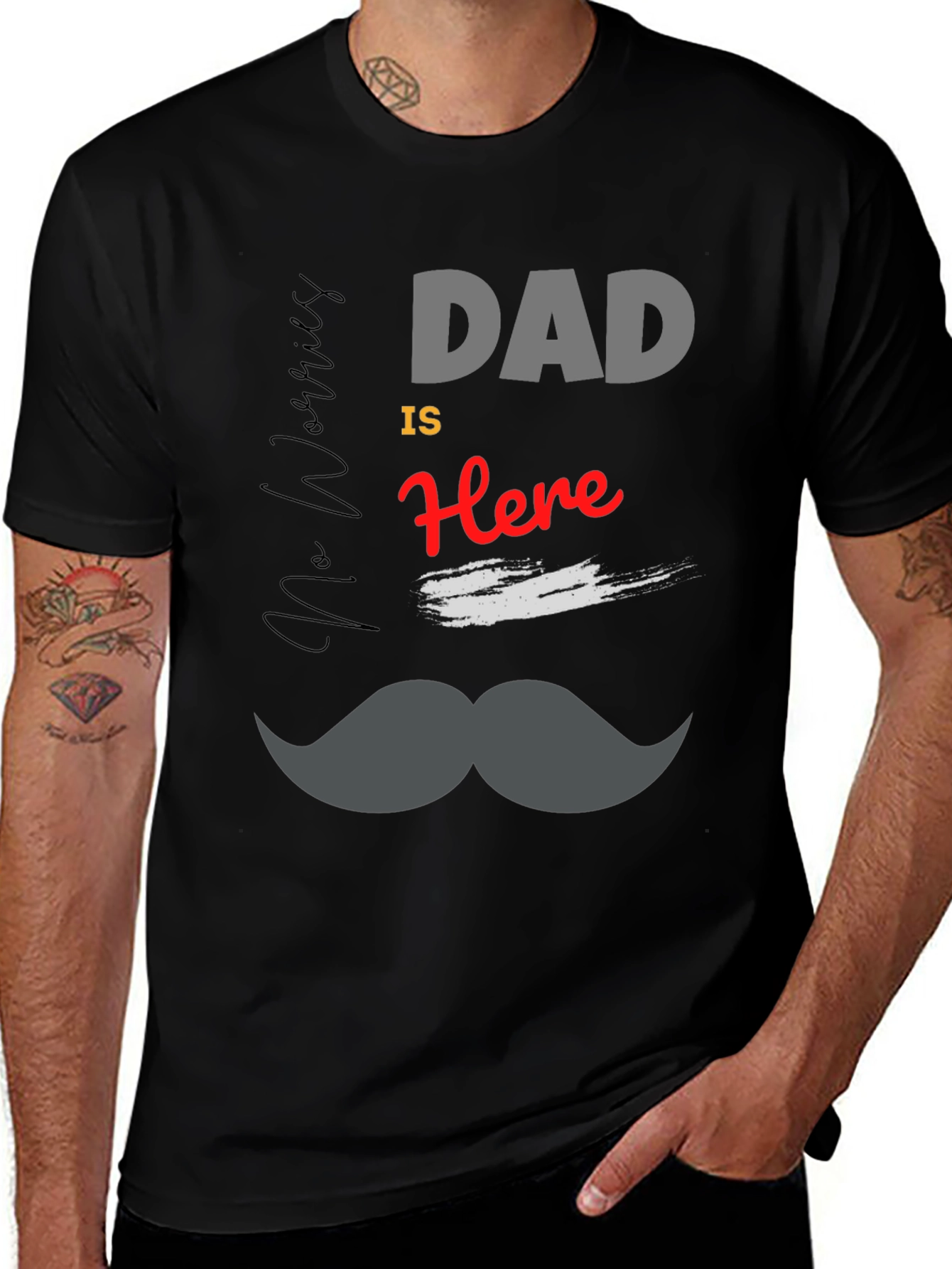 Dad is Here T-Shirt - Mens Black Graphic Tee