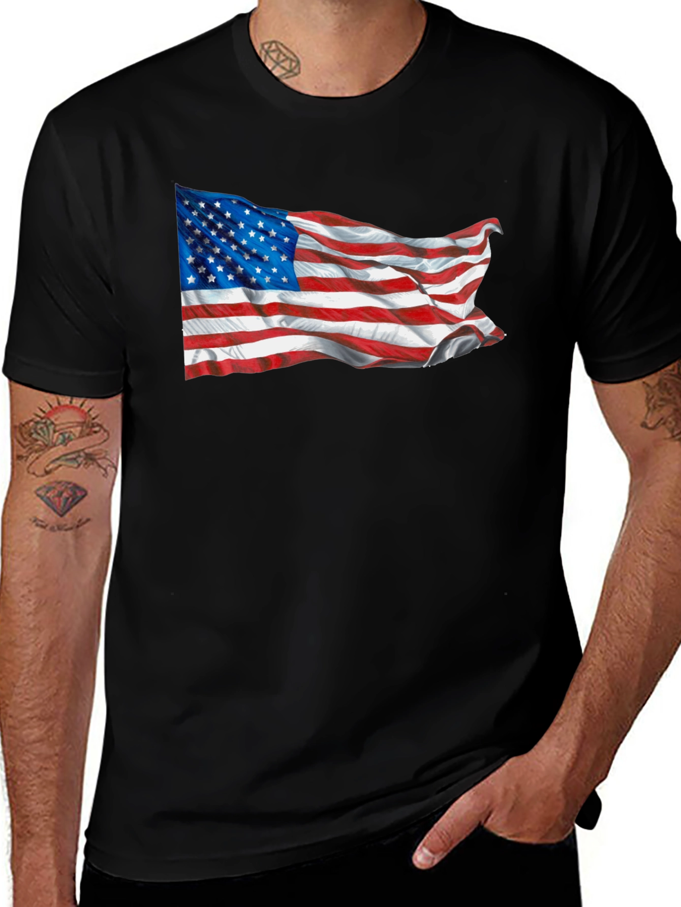 American Flag Graphic T-Shirt Patriotic USA Tee