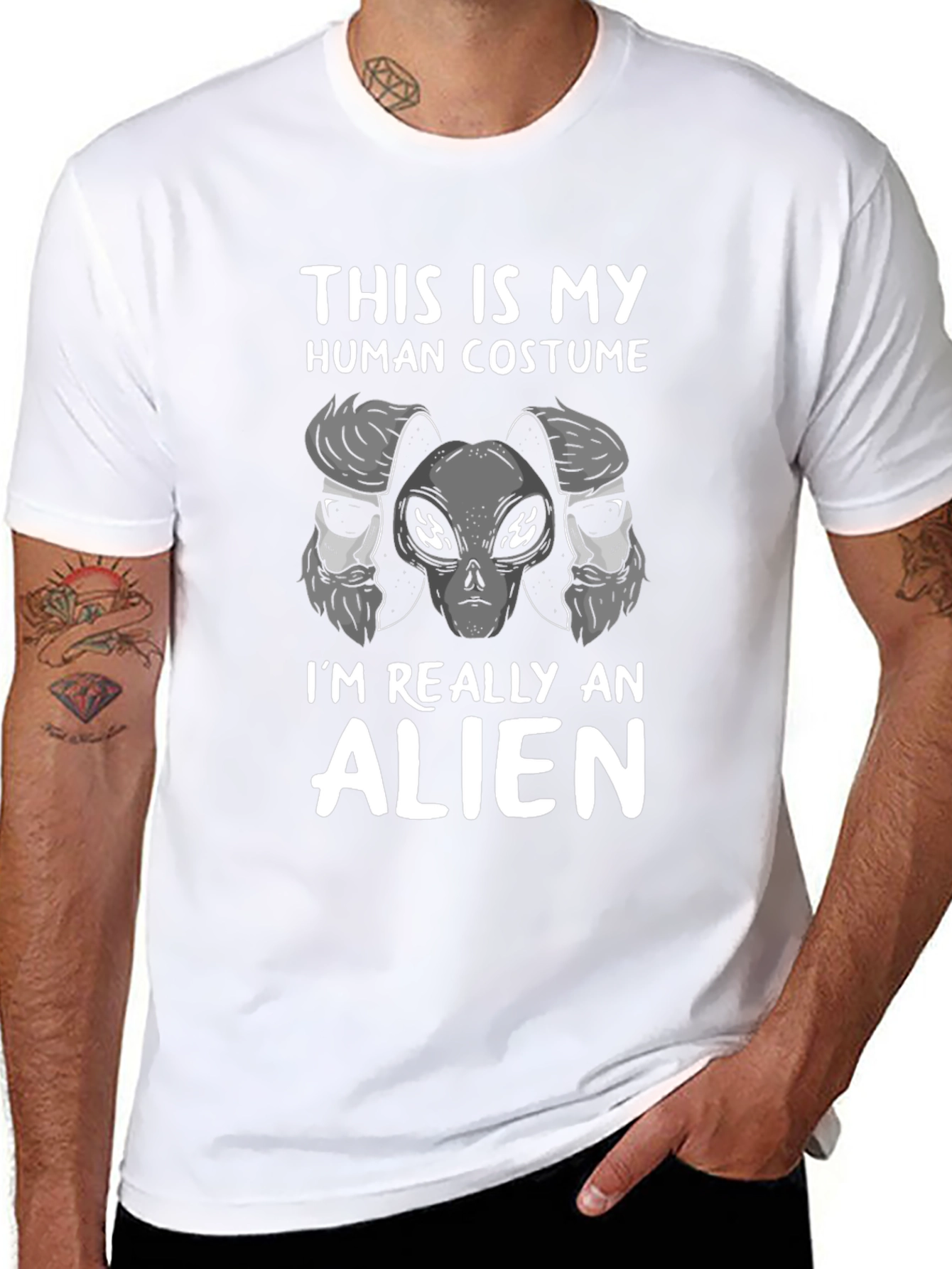 Alien in Disguise T-Shirt - Funny Human Costume Tee