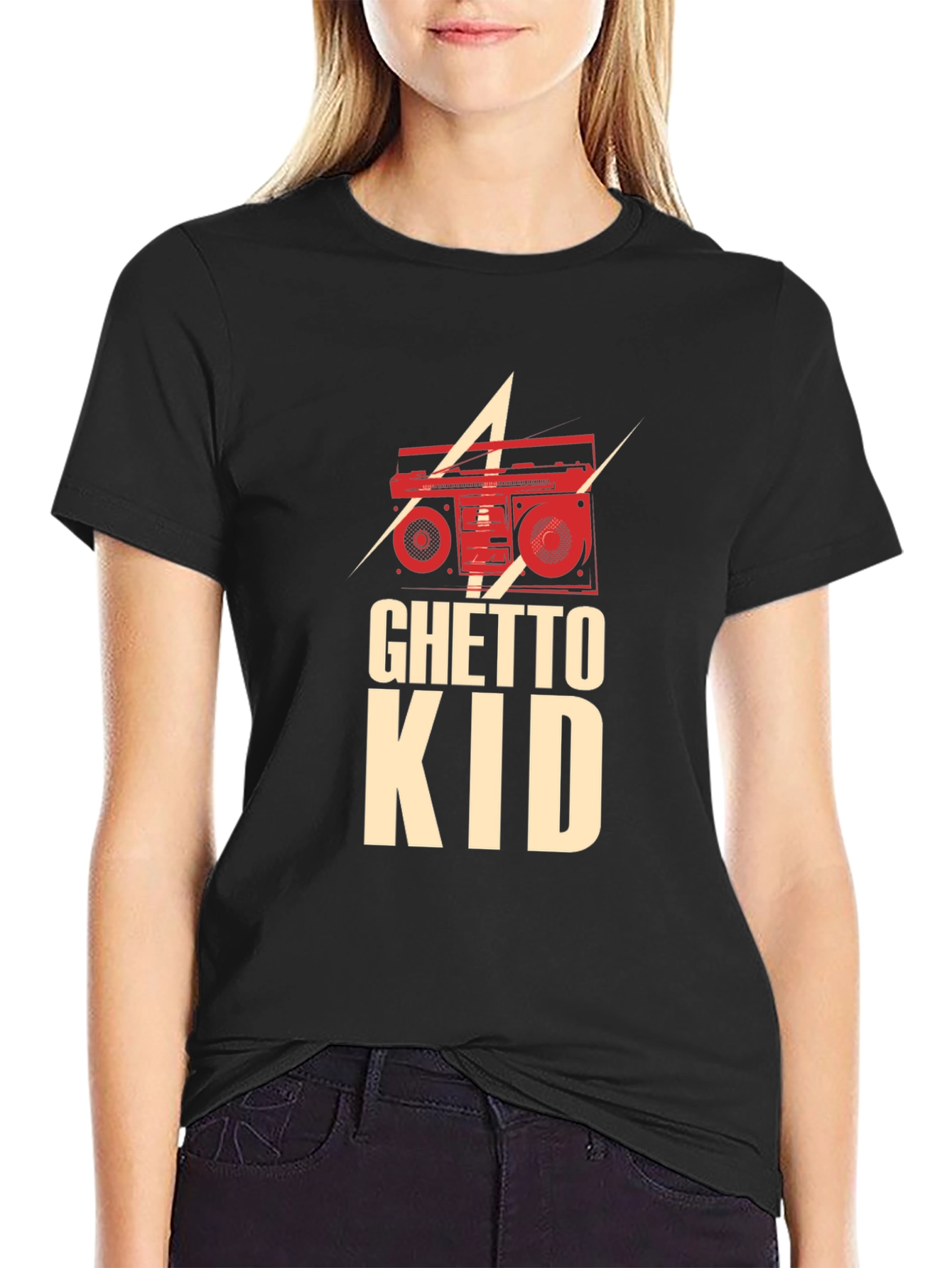 Ghetto Kid Boombox Graphic T-Shirt - Retro Style