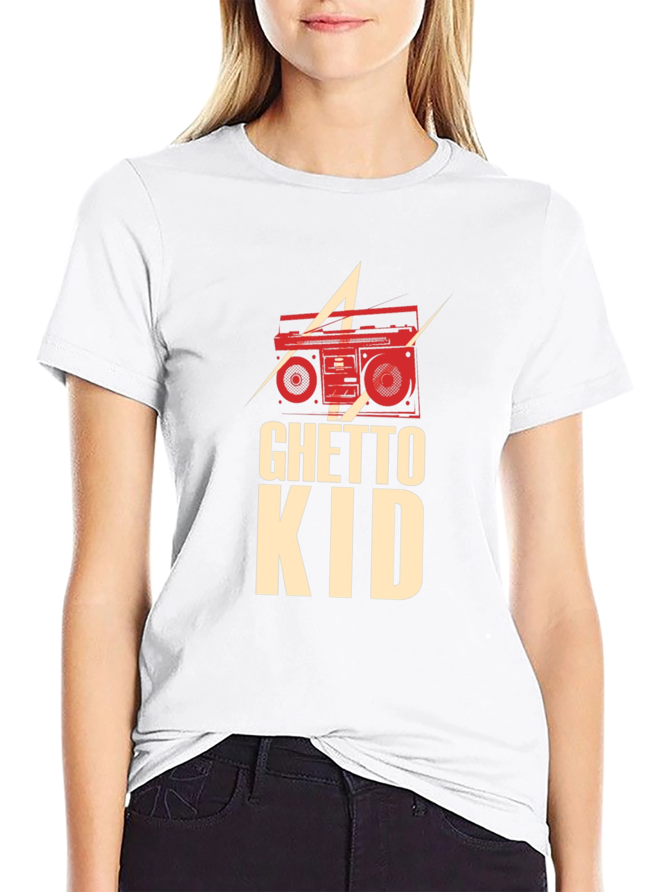 Ghetto Kid Boombox Graphic T-Shirt - Retro Style