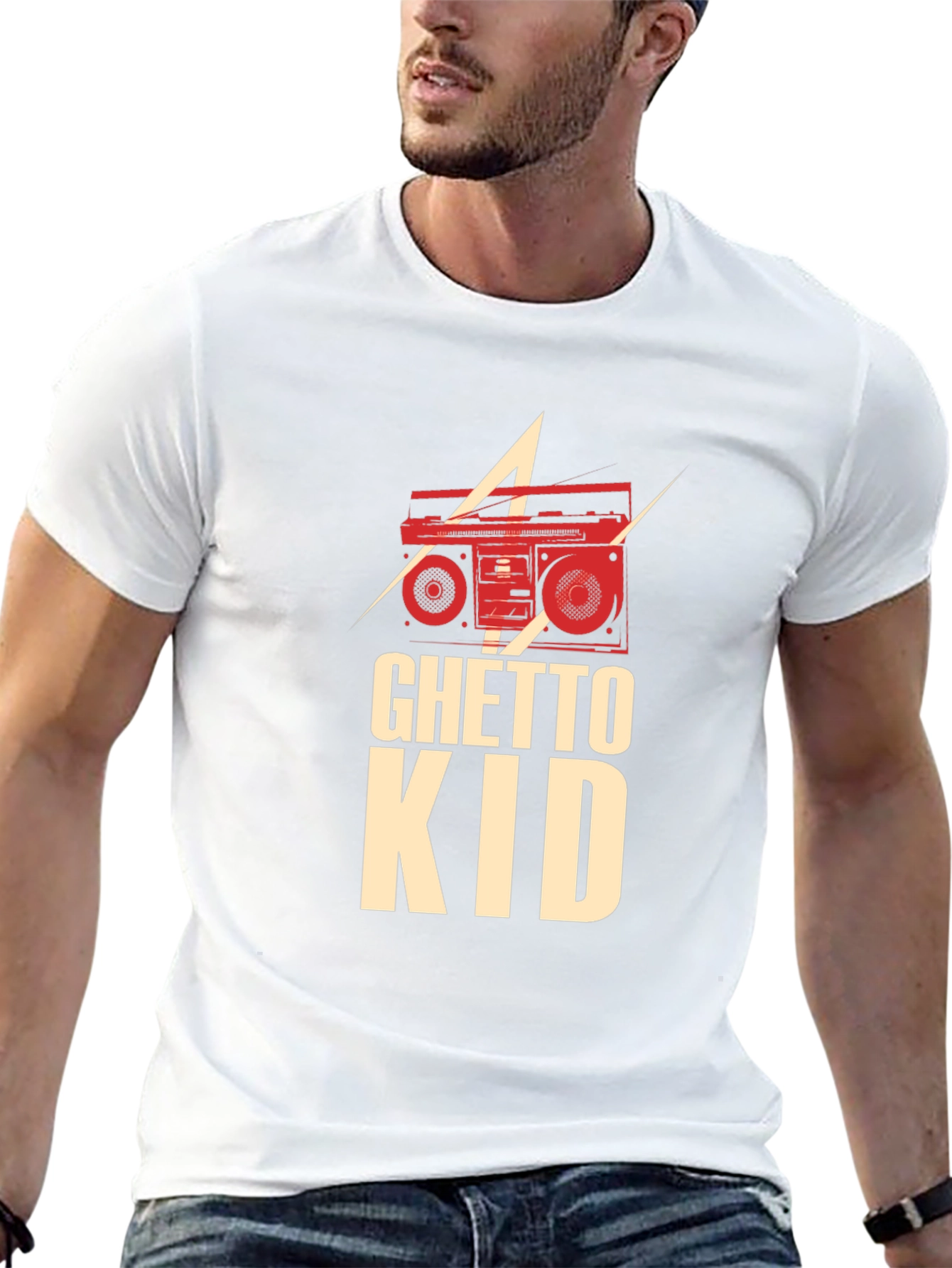 Ghetto Kid Boombox Graphic T-Shirt - Retro Style
