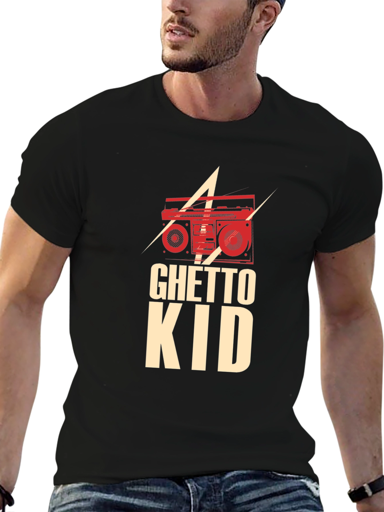 Ghetto Kid Boombox Graphic T-Shirt - Retro Style