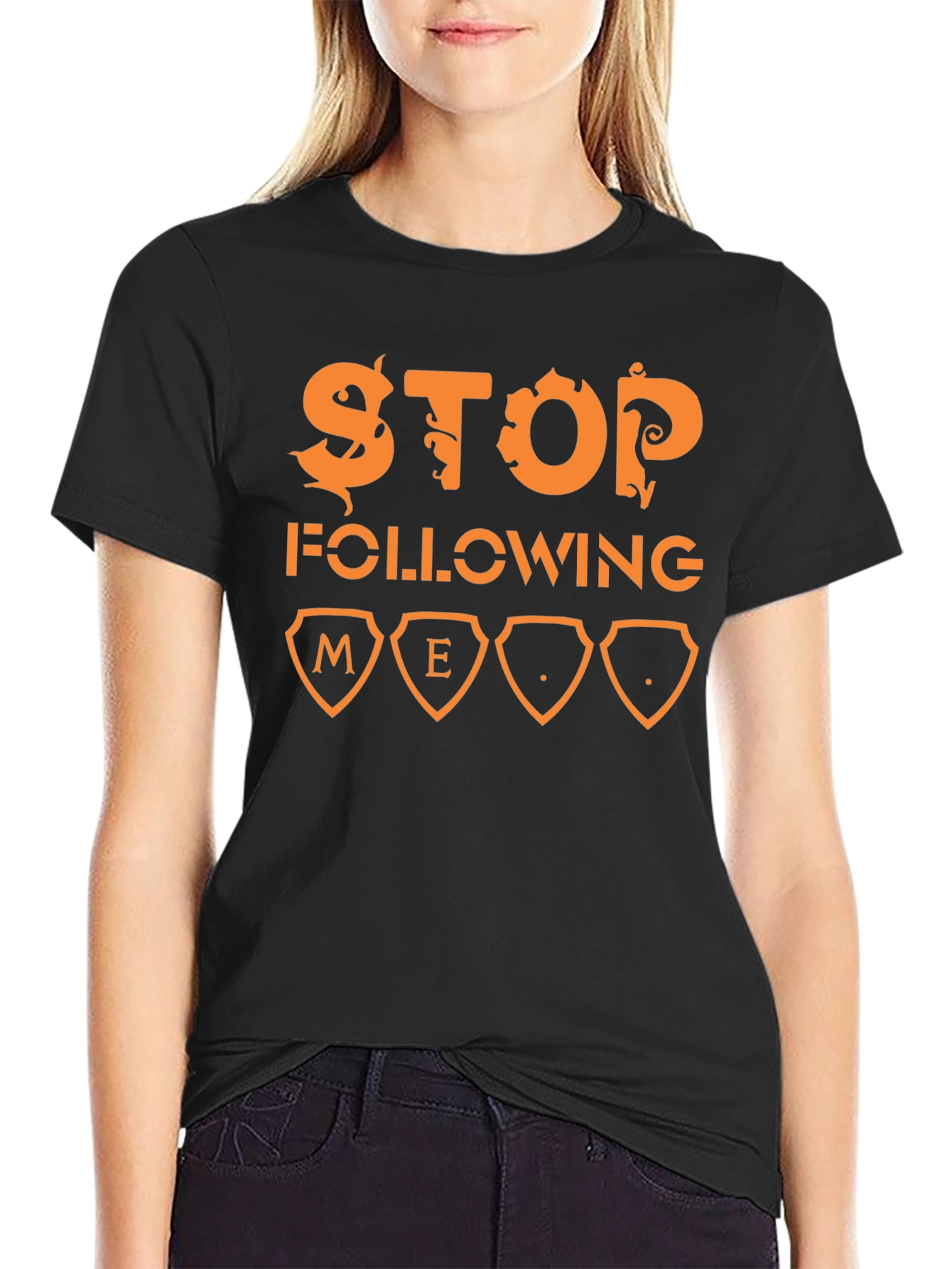 Stop Following Me Graphic T-Shirt - Black