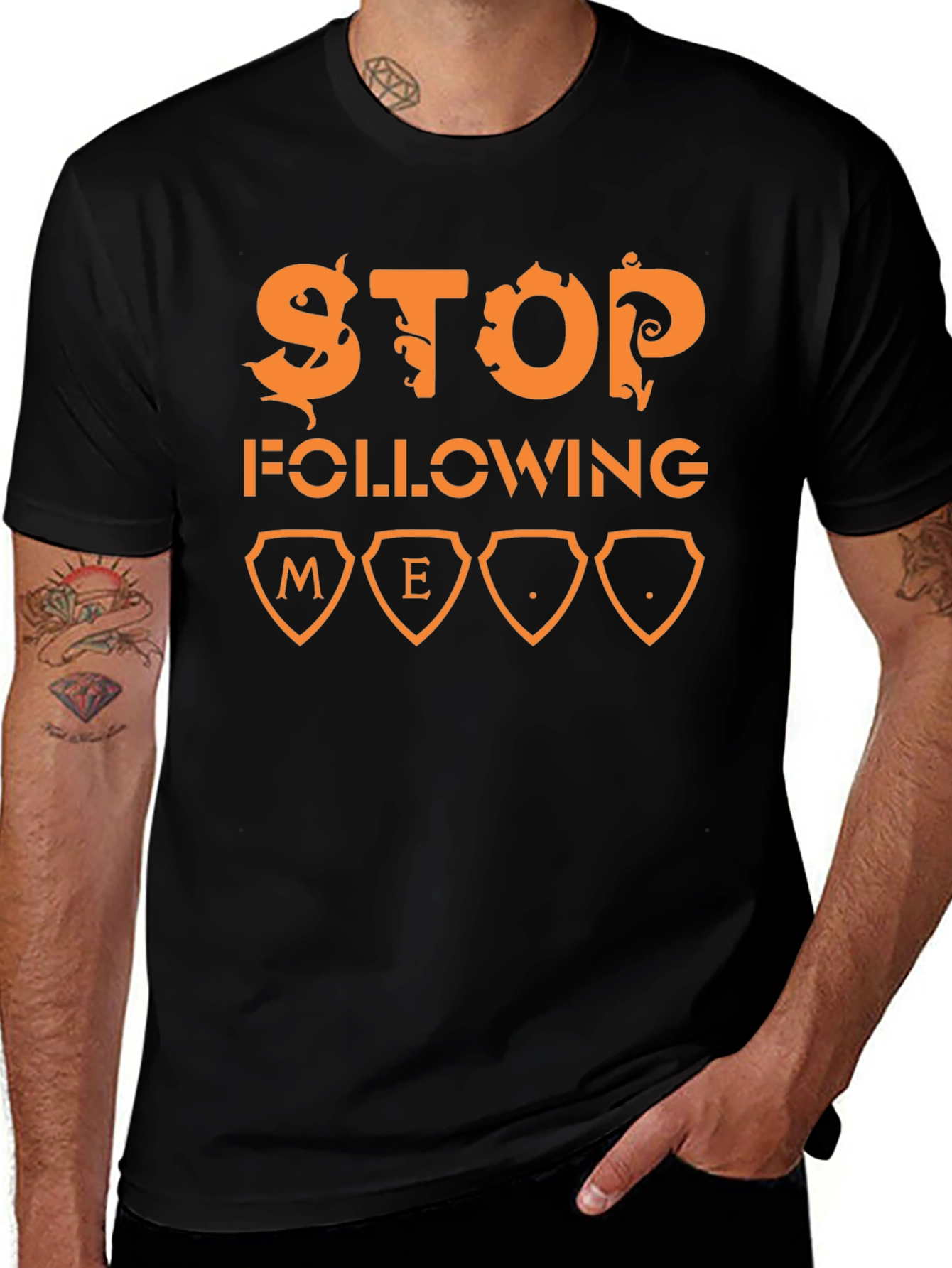 Stop Following Me Graphic T-Shirt - Black