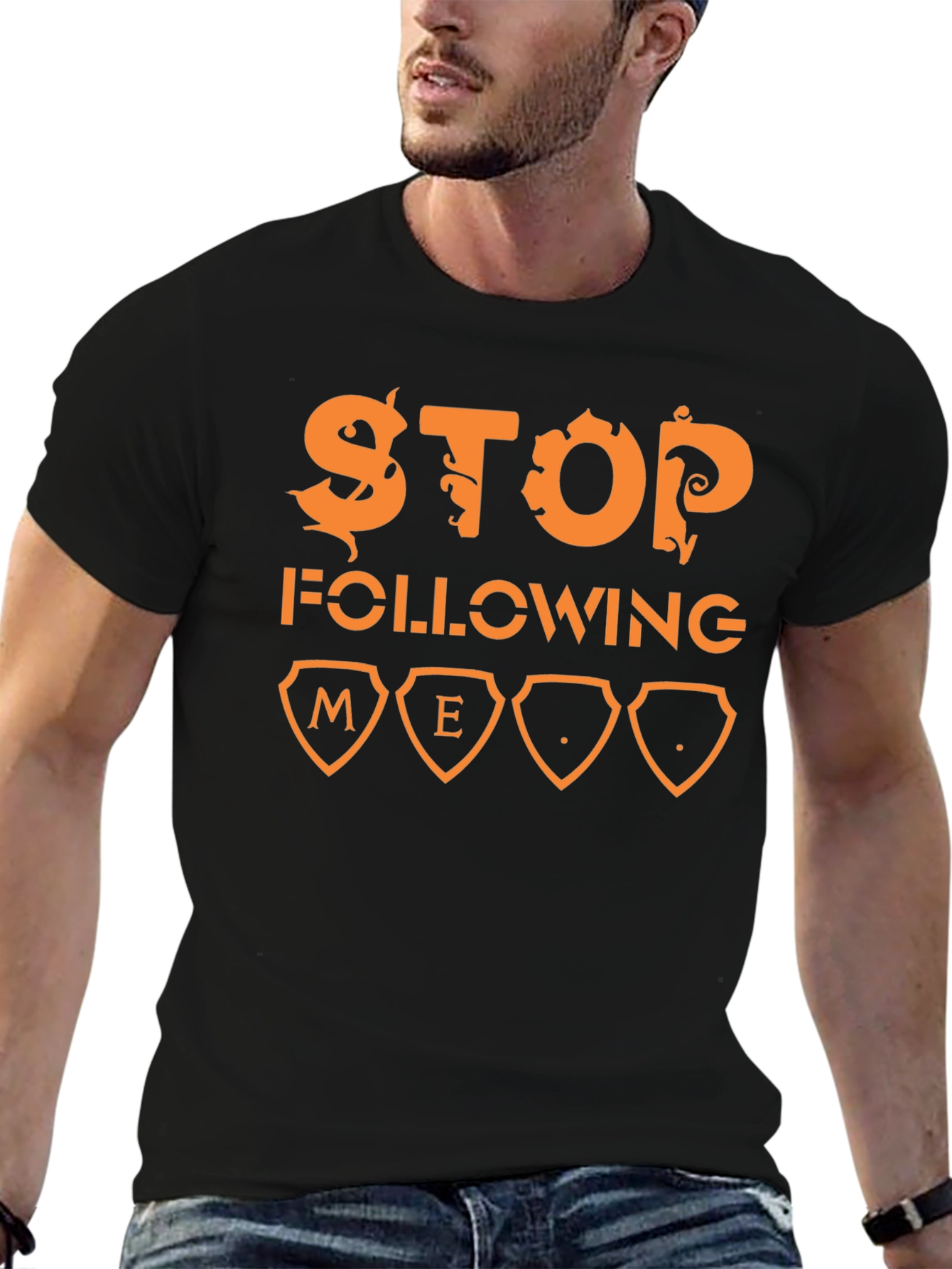 Stop Following Me Graphic T-Shirt - Black