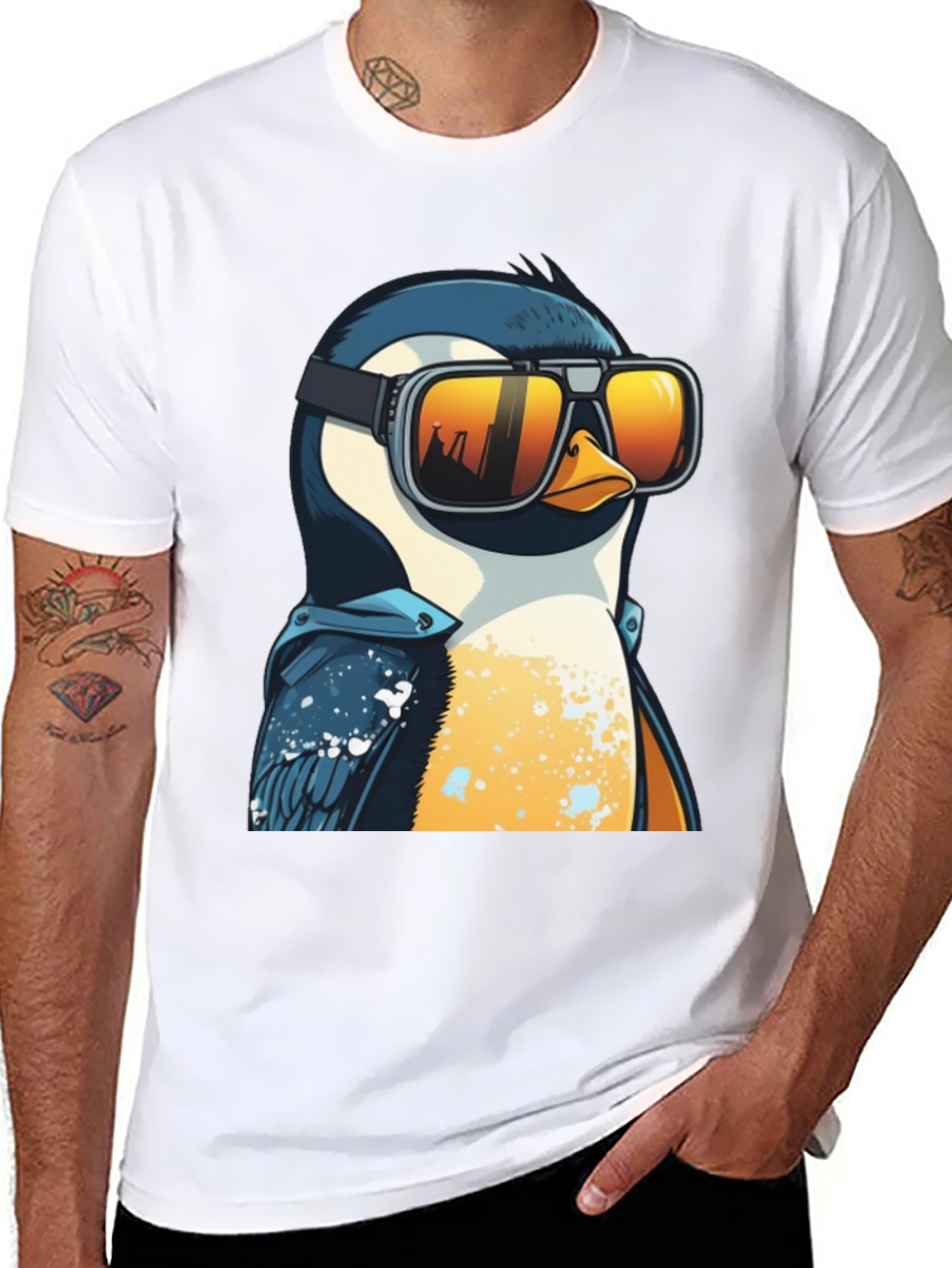 Cool Penguin Graphic Tee - Black Cotton T-Shirt