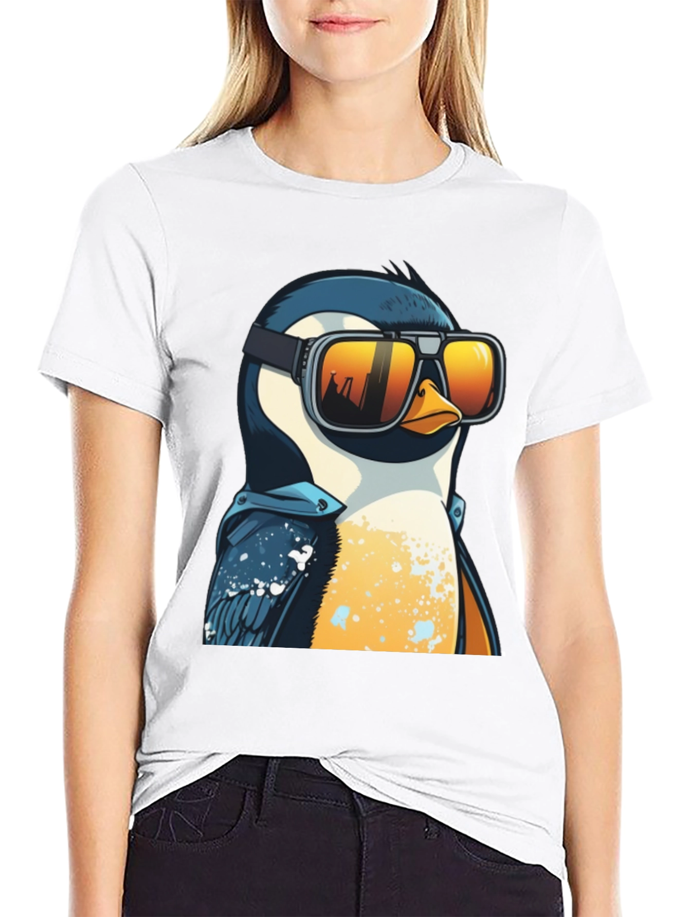 Cool Penguin Graphic Tee - Black Cotton T-Shirt