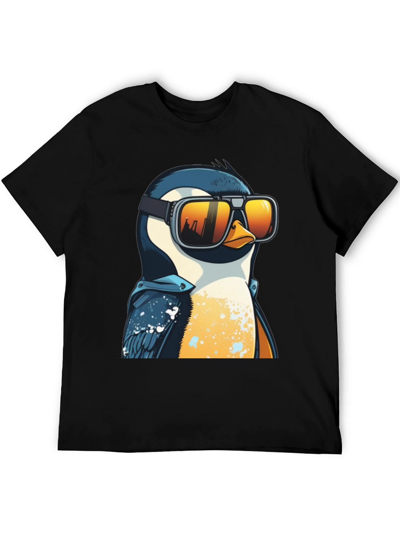 Cool Penguin Graphic Tee - Black Cotton T-Shirt