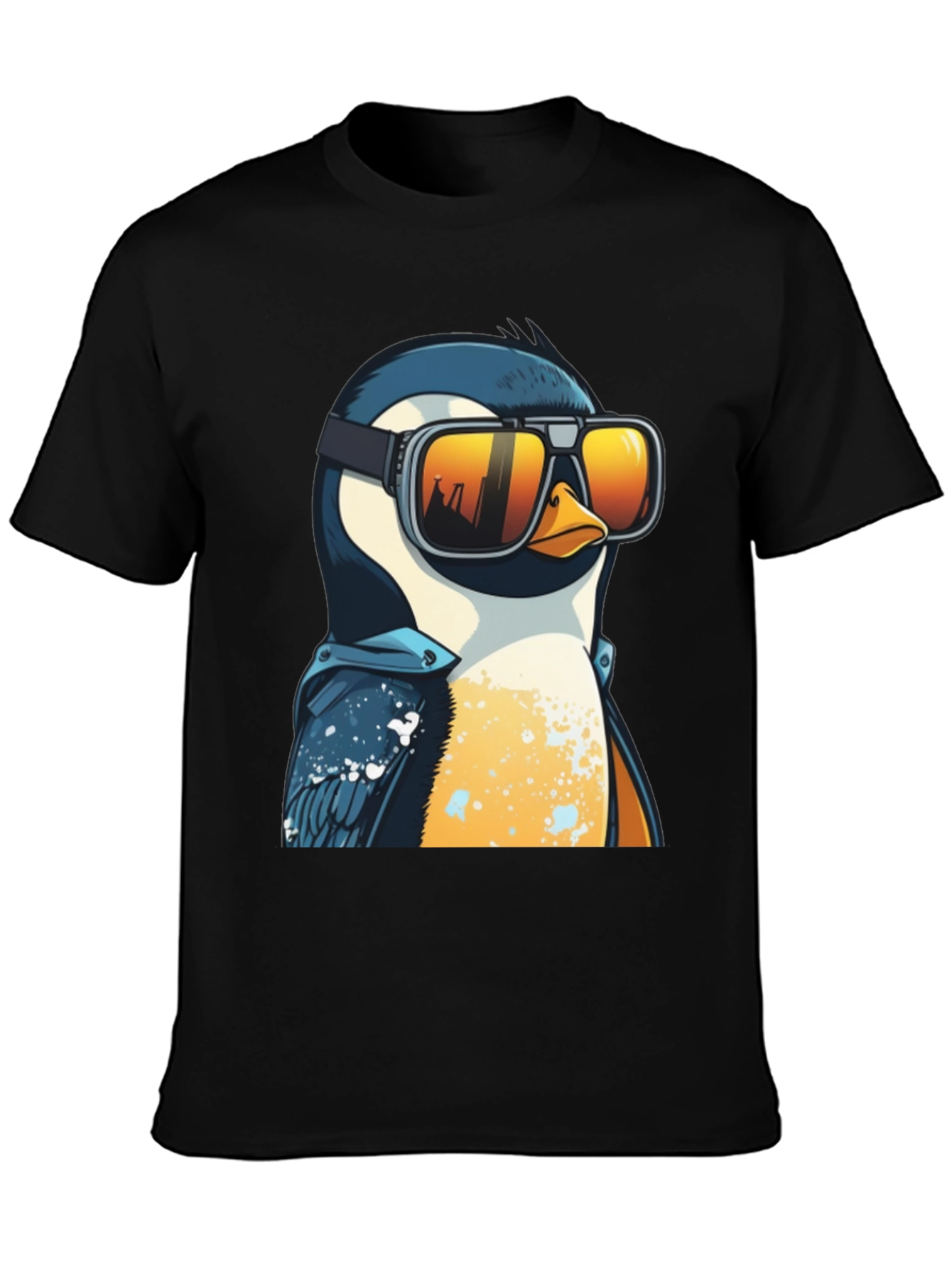 Cool Penguin Graphic Tee - Black Cotton T-Shirt
