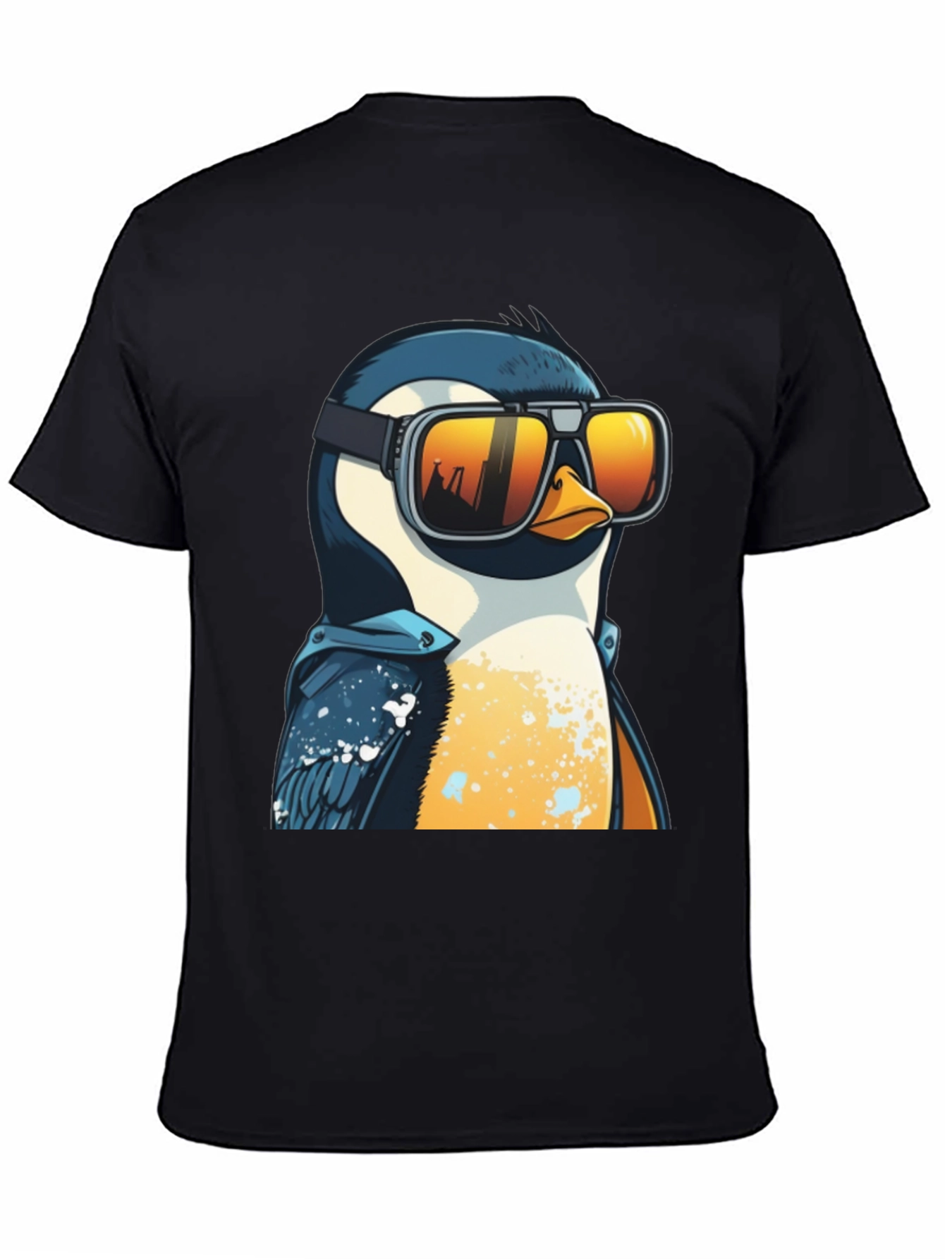 Cool Penguin Graphic Tee - Black Cotton T-Shirt