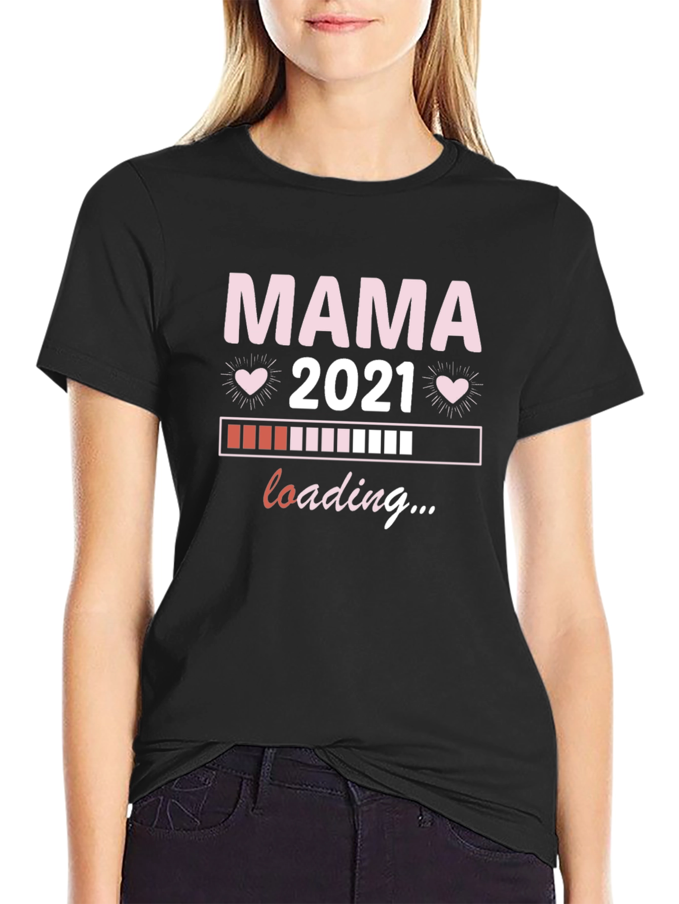 Mama 2021 Loading T-Shirt Pregnancy Announcement Tee